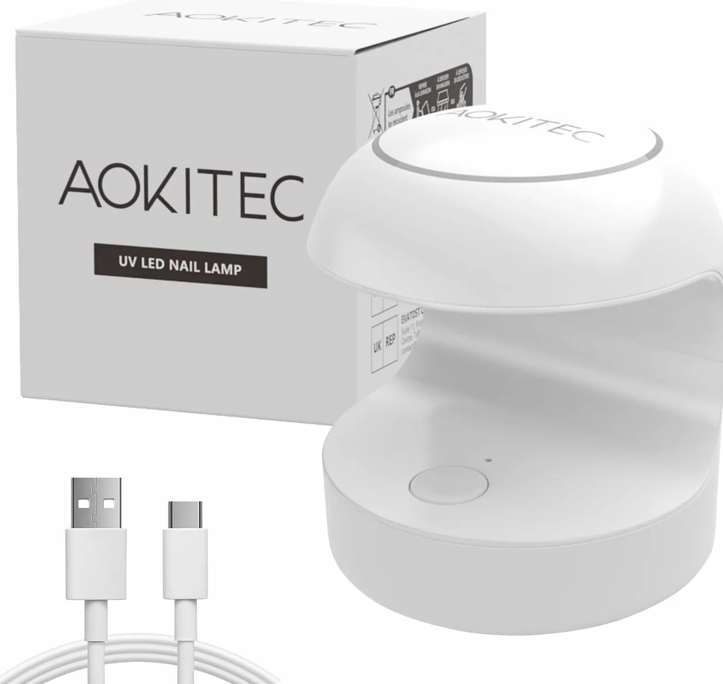 Aokitec Mini UV LED Lampa do paznokci, Szybko suche światło UV do paznokci Żel Polerowane końcówki do paznokci, Poly żywica przedłużająca, Manicure UV LED Światło Suszarka do paznokci DIY Nail Art
