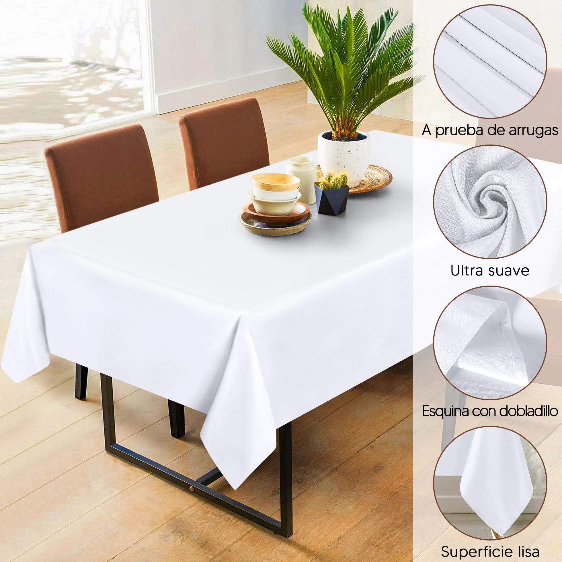 Utopia Kitchen Obrus z poliestru 140 x 240 cm (2 sztuki, biały) obrus nadający się do prania w pralce, idealny na imprezy, imprezy, wesela i do restauracji (55 x 95 cali)