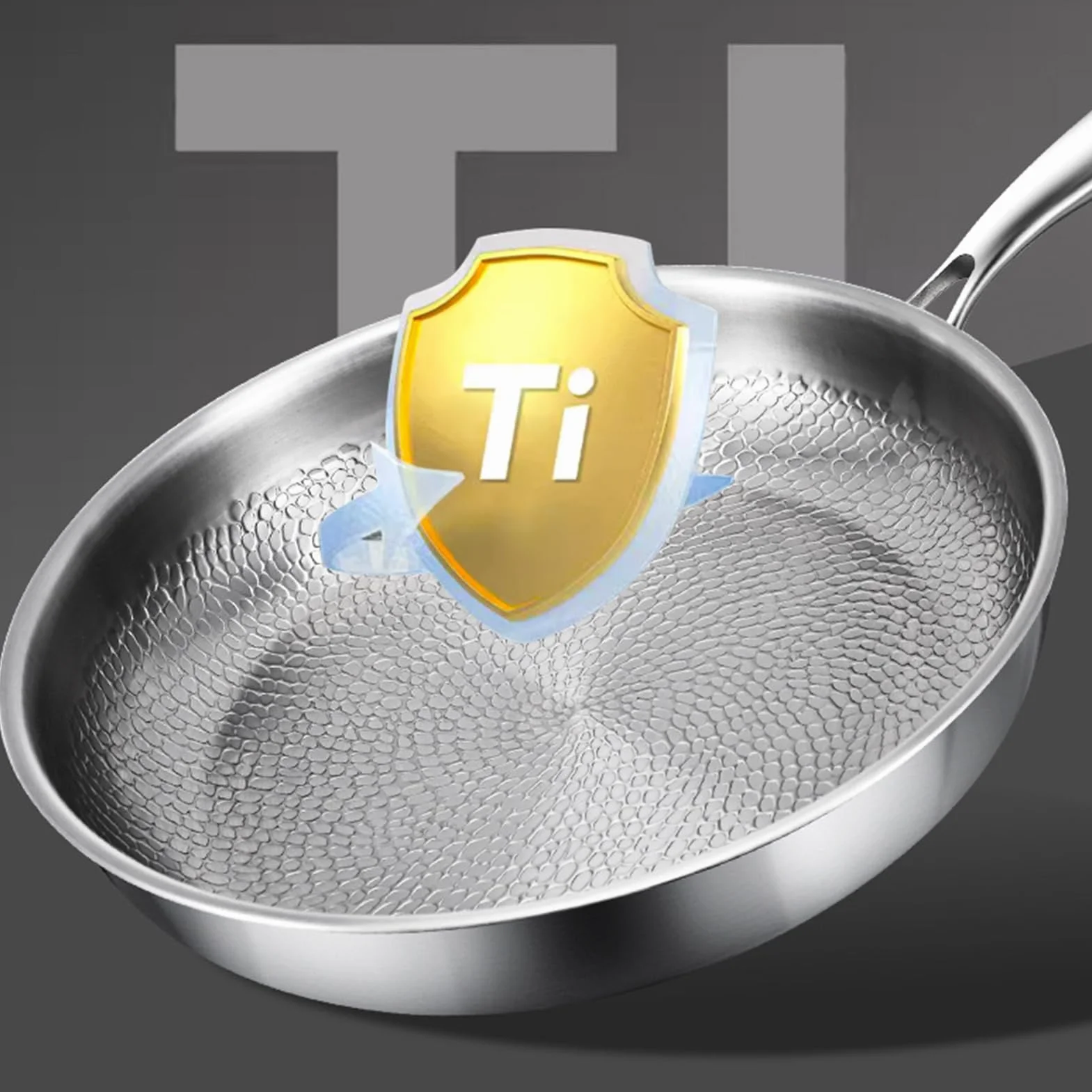 Titanium Hammered Pan Pro, nieprzywieraj?ca patelnia, m?otkowana tytanem, trwa?y materia?, wszechstronne przygotowywanie posi?ków, 29,9 cm, do kuchni, kemping, do grillowania