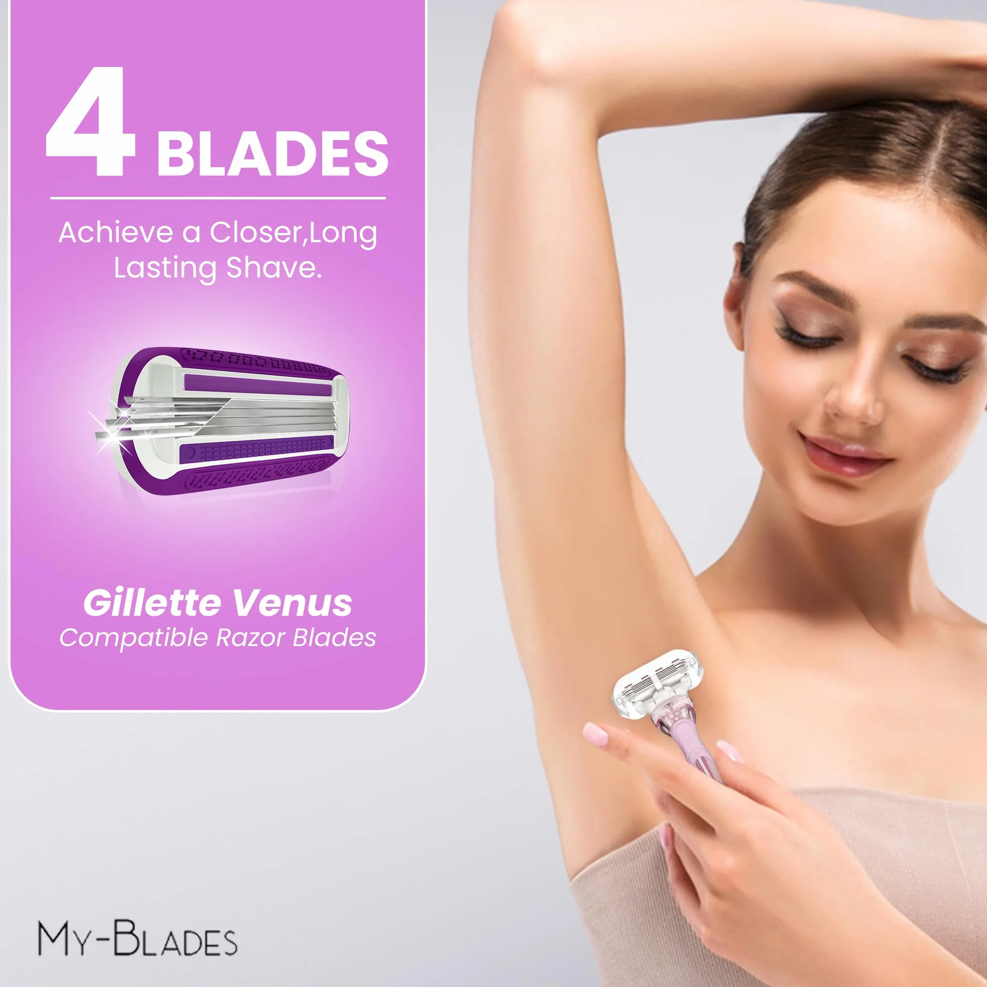 Ostrza wymienne do Gillette Venus, neutralne plastikowo, gładkie i ruchome, 6 wymiennych wkładów dla kobiet z 4 ostrzami