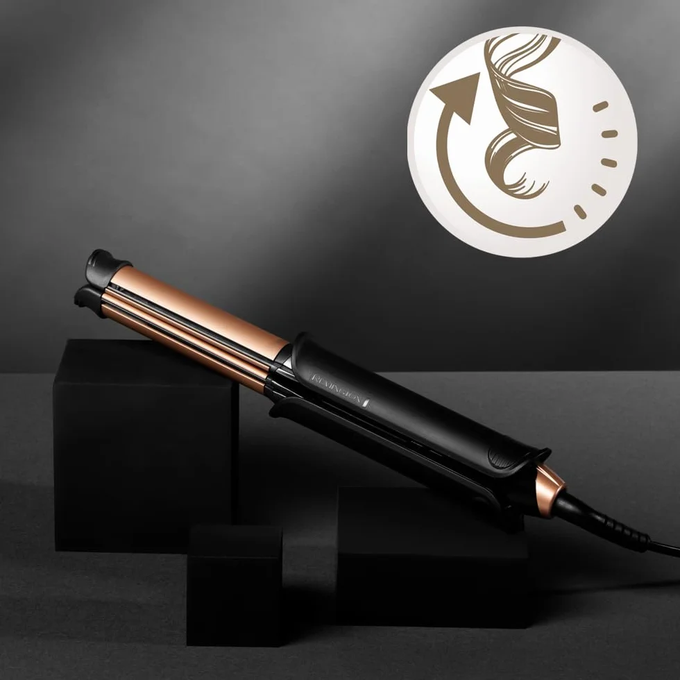 Remington prostownica do włosów i lokówka (2w1), łatwe przełączanie trybu prostowania/kręcenia dzięki nakładką FlexiCovers, temp. 150-230°C, wyświetlacz cyfrowy, ONE Straight & Curl Styler S6077