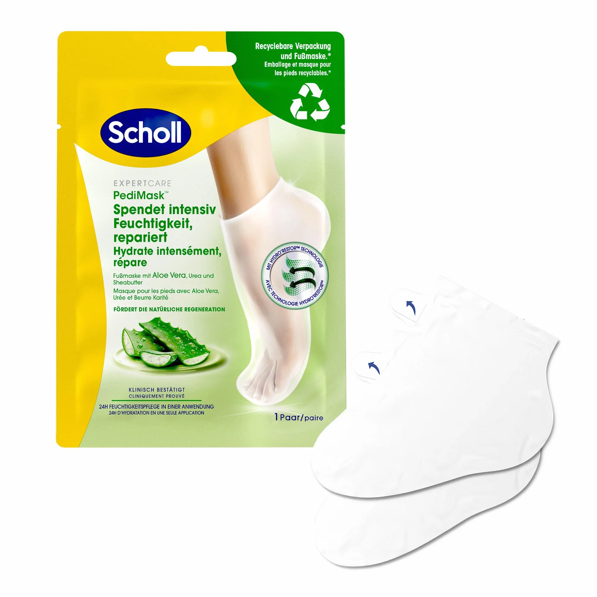 Scholl EXPERTCARE intensywnie pielęgnująca maska do stóp z aloesem – nawilżająca pielęgnacja – 1 para jednorazowych skarpet