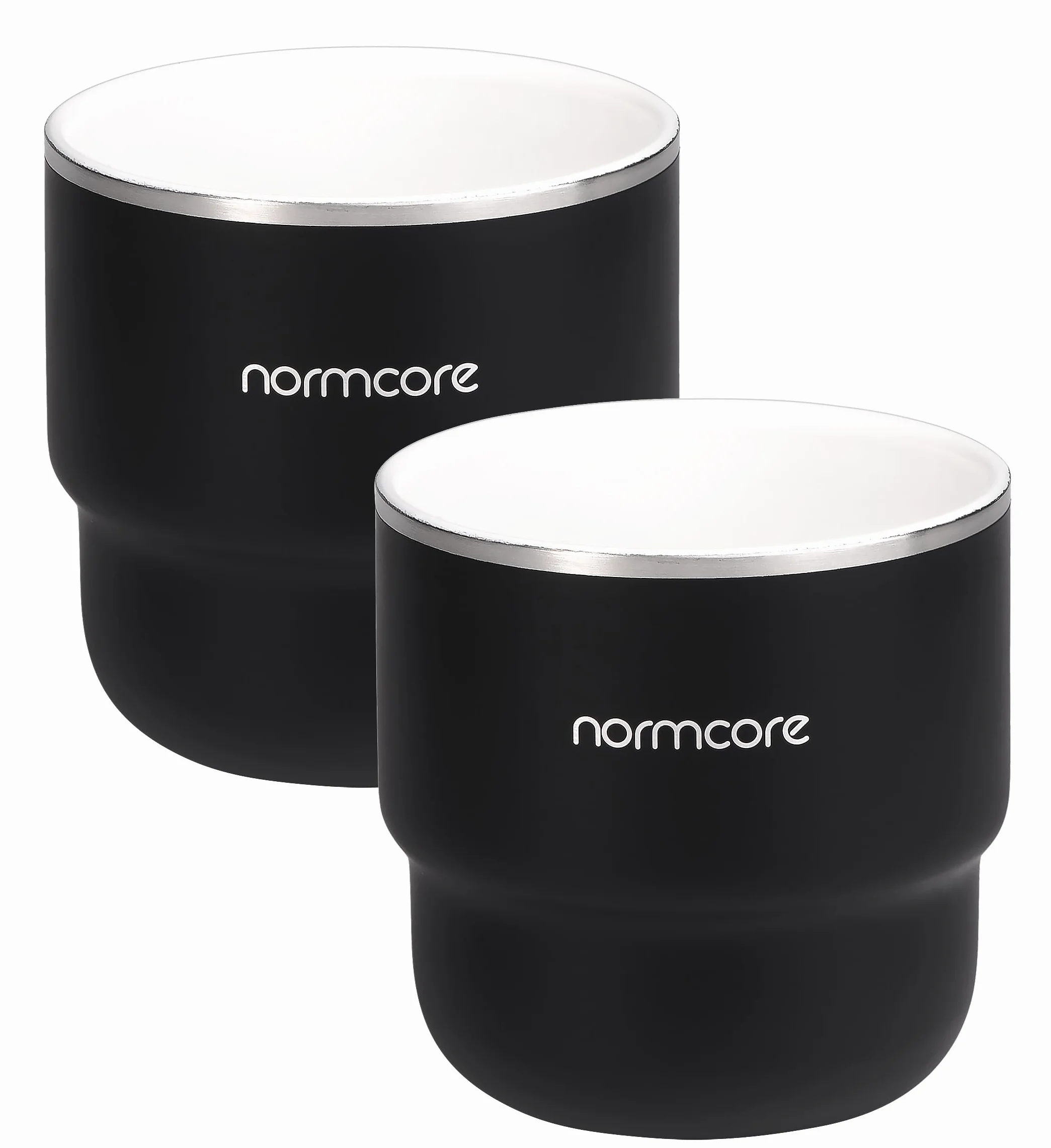 Normcore Filiżanki do kawy espresso 200 ml kubki ze stali nierdzewnej z powłoką ceramiczną 2 sztuki czarne