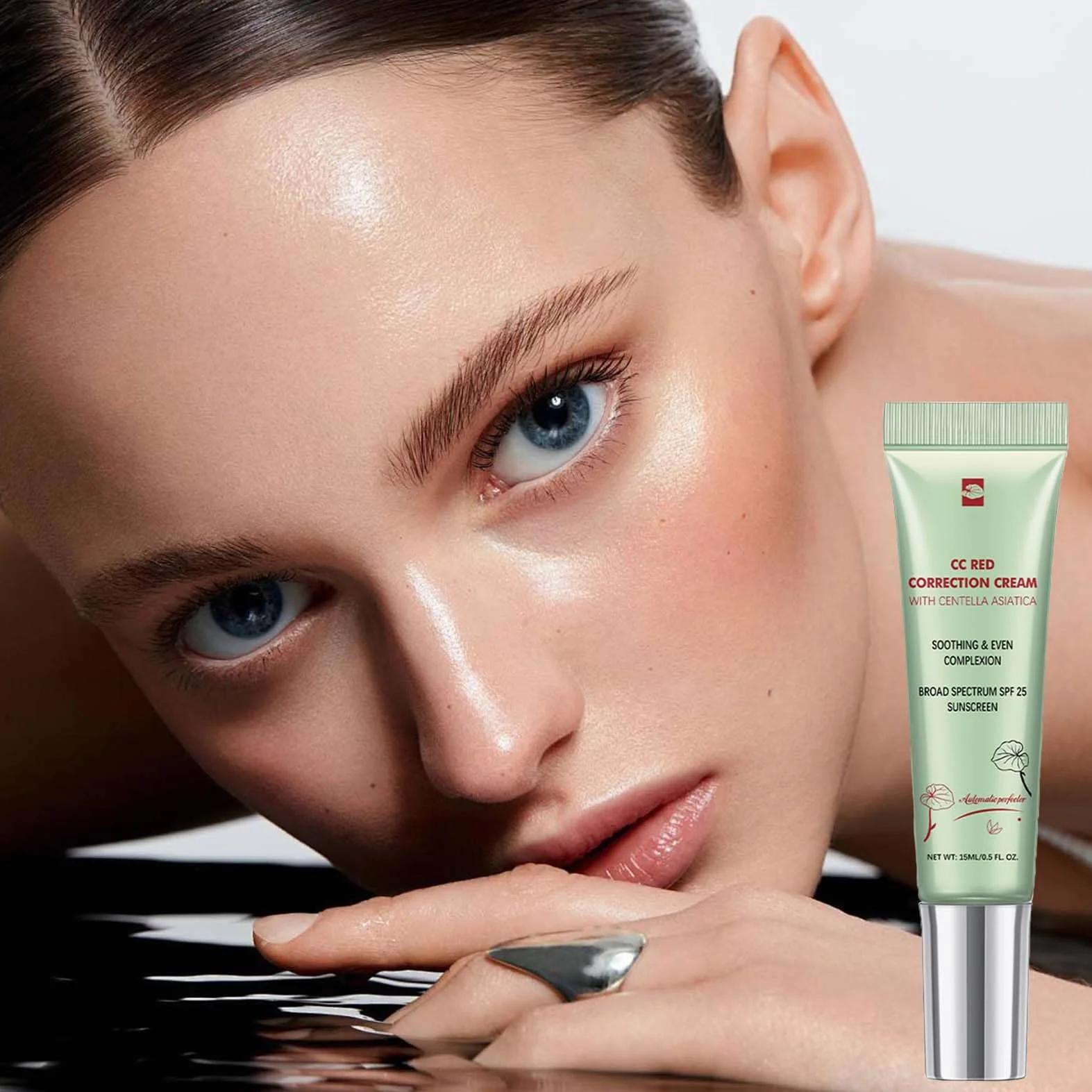 CC Cream Red Correct, krem CC przeciwko zaczerwienieniom z Centella Asiatica, koreański podkład do makijażu z SPF 25, korektor Full Cover o działaniu uspokajającym, zapewnia naturalnie równomierny