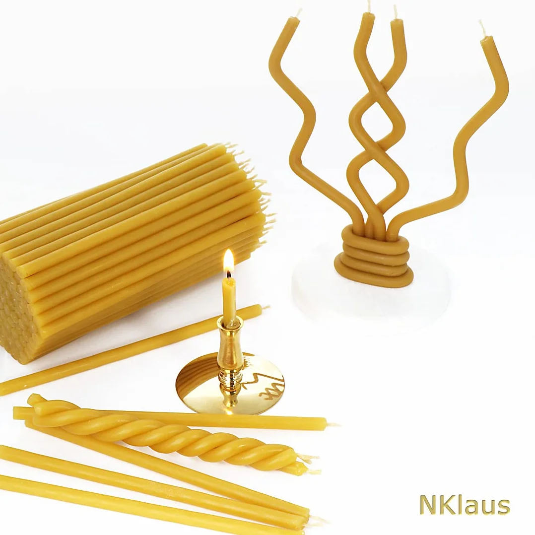 NKlaus - Cienkie Świece z Wosku Pszczelego - Wysokość 14 cm - Świece Ołtarzowe Rytualne - Jakość Kościelna (50 szt. - ok. 165 g) 36409