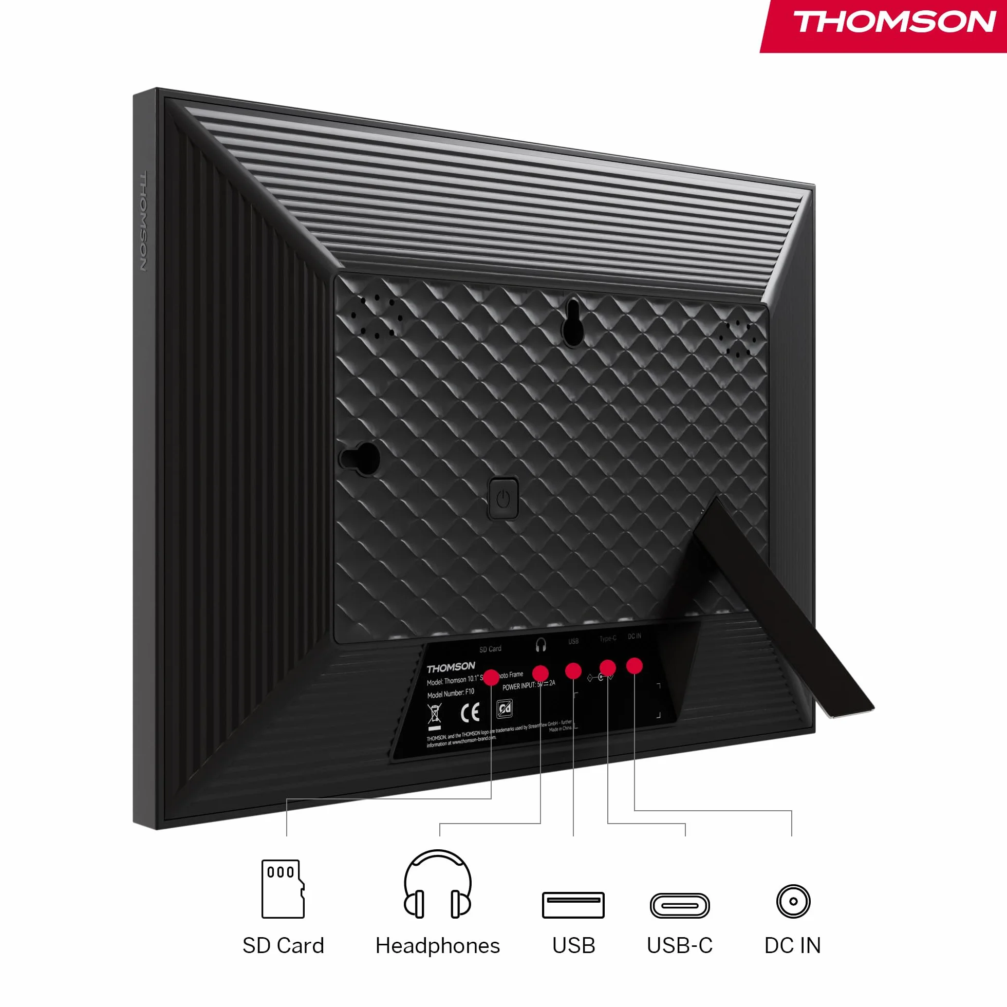 Thomson Cyfrowa Ramka na Zdjęcia 10 Cali, Ekran IPS, Ekran Dotykowy HD, WLAN, Bezpośrednie Udostępnianie przez App, Funkcje Smart, Elektroniczna Ramka na Zdjęcia z Pamięcią 32 GB, Automatyczny Obrót