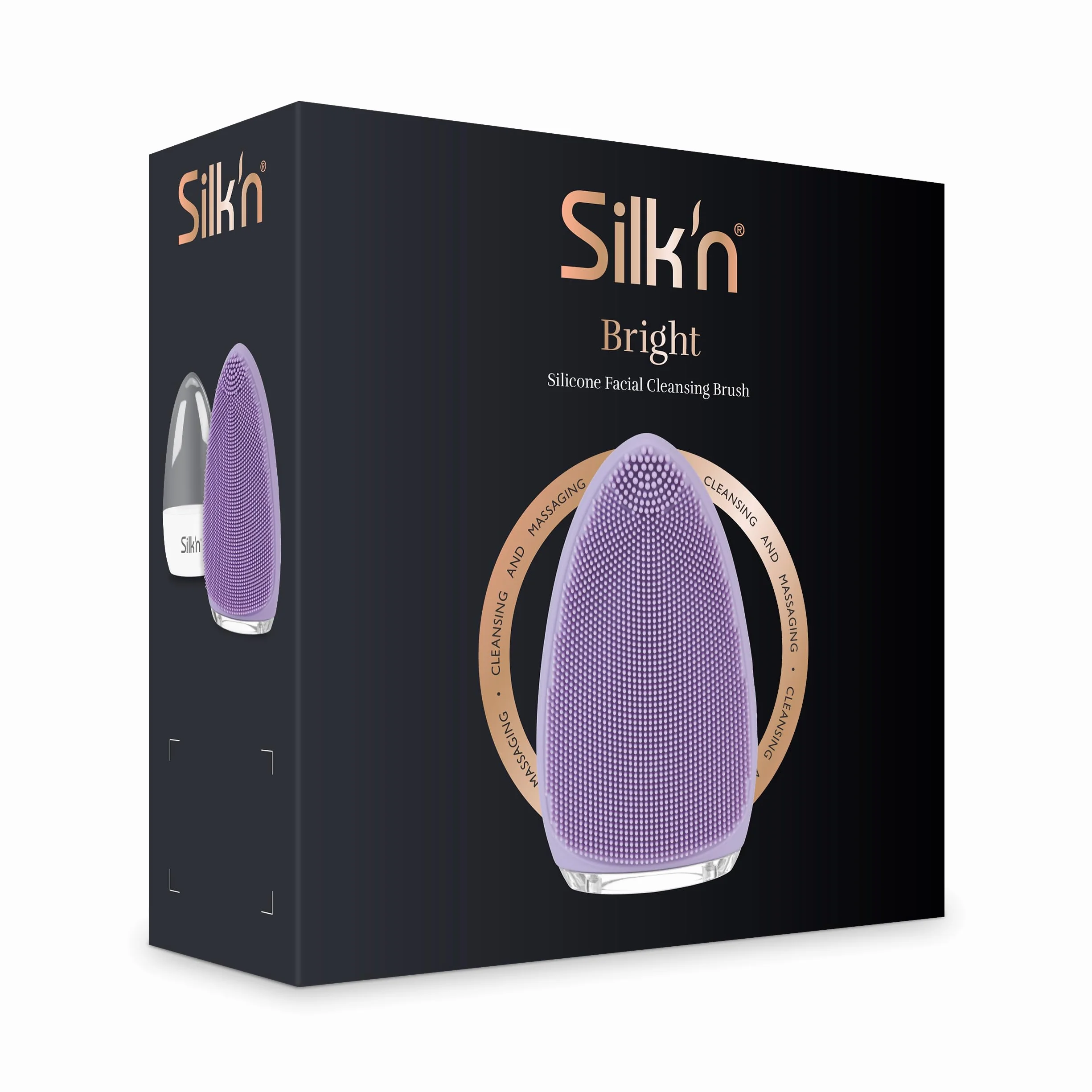 Silk'n Bright FB1PE1PU001 szczotka do oczyszczania twarzy z silikonu, higieniczne, głębokie oczyszczanie, delikatny peeling i masaż, wodoodporna, do ponownego ładowania