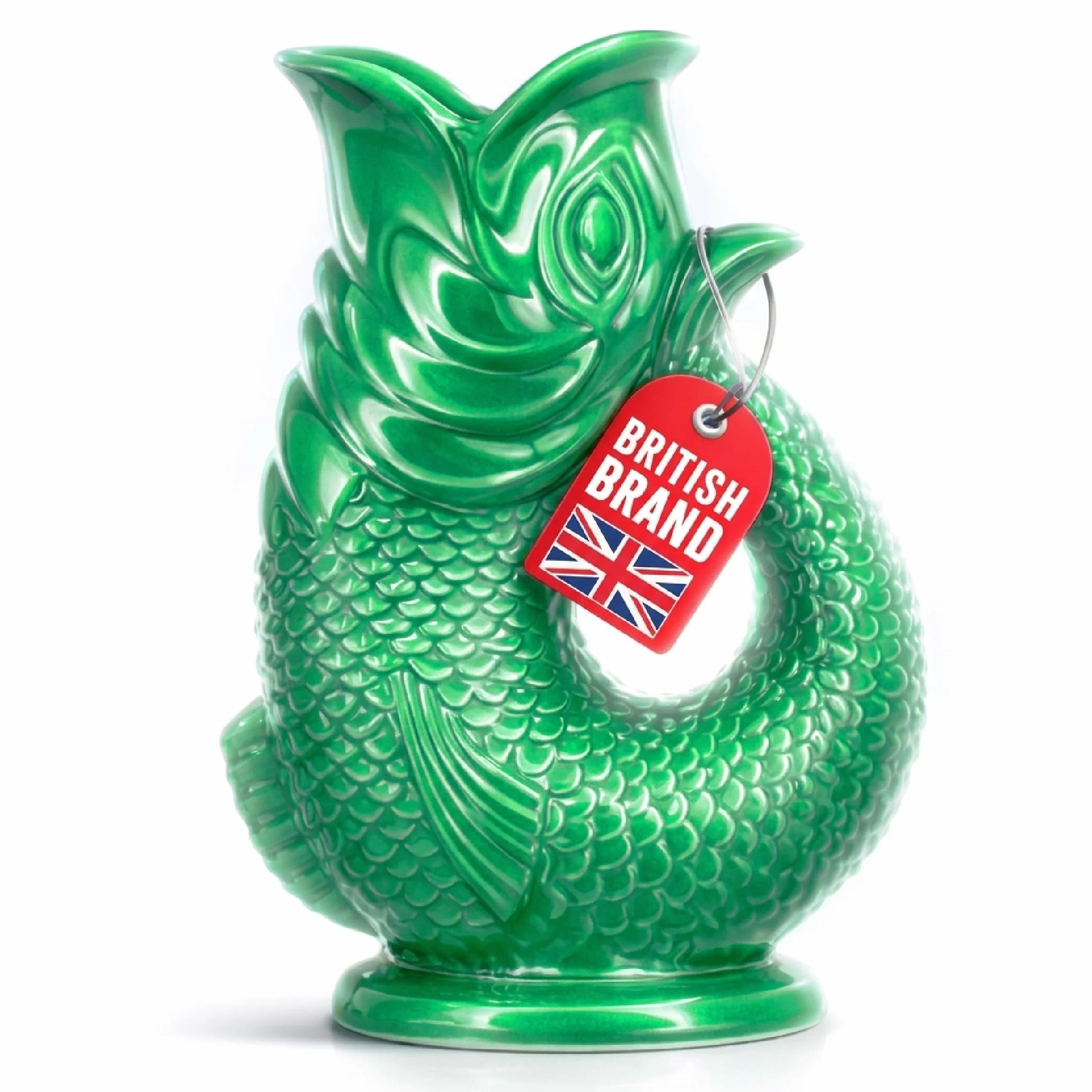 Gulgoczący dzbanek The Bubble Jug® Oceaniczna zieleń, 1,5 L – Duży, rybi ceramiczny dzbanek do serwowania koktajli, wody i ginu