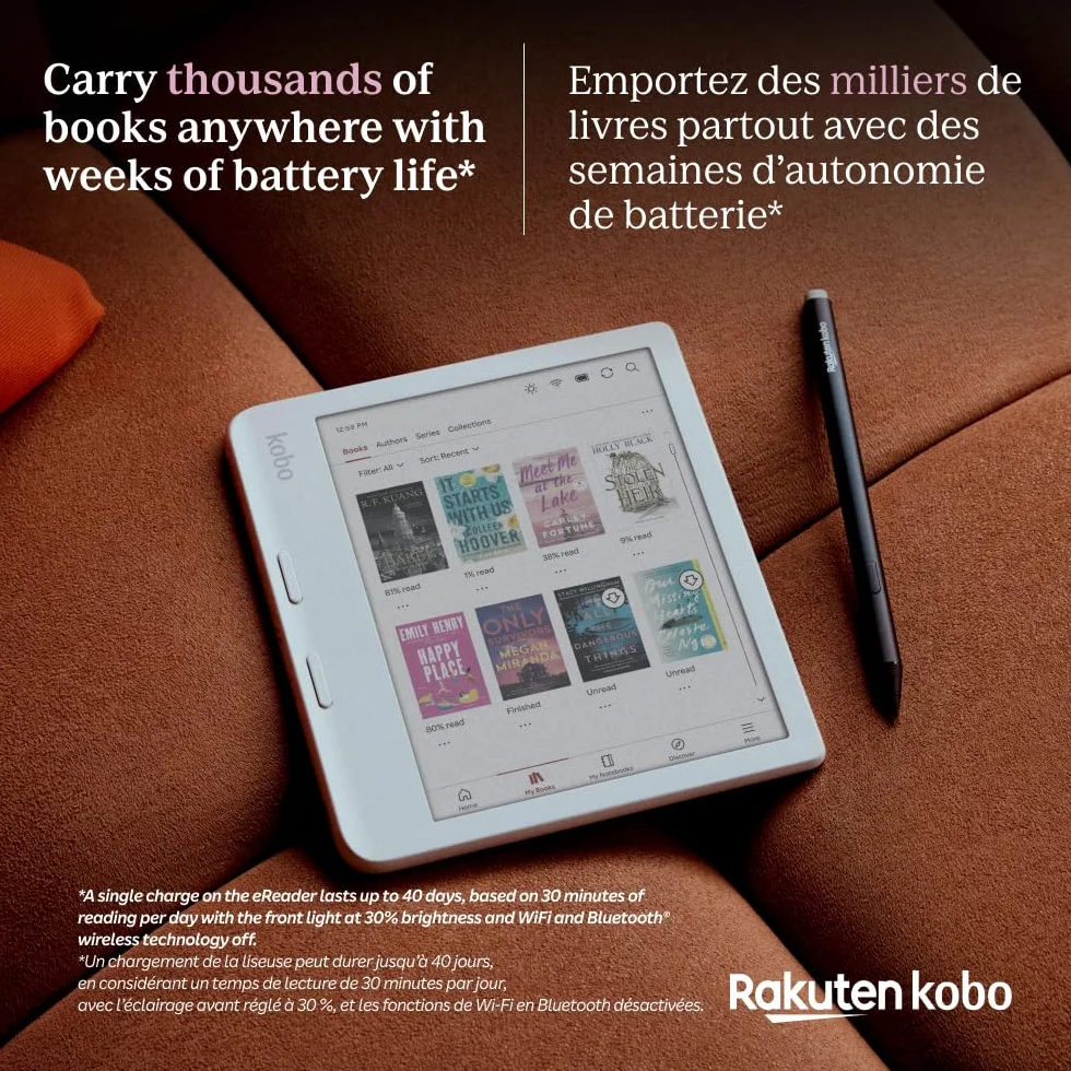 Kobo Libra Colour | eReader | E Ink Kaleido™ 3 7" kolorowy wyświetlacz antyrefleksyjny | Tryb ciemny | Audiobooki | Wodoodporny (biały)
