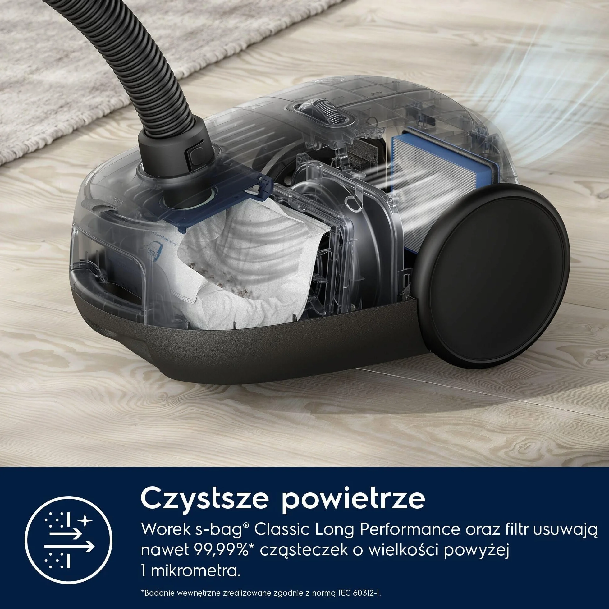 Electrolux Odkurzacz Workowy Clean 600 EB61C3WBL 73 dB 99,99% skuteczność odkurzania Kompaktowy 12 m Brąz