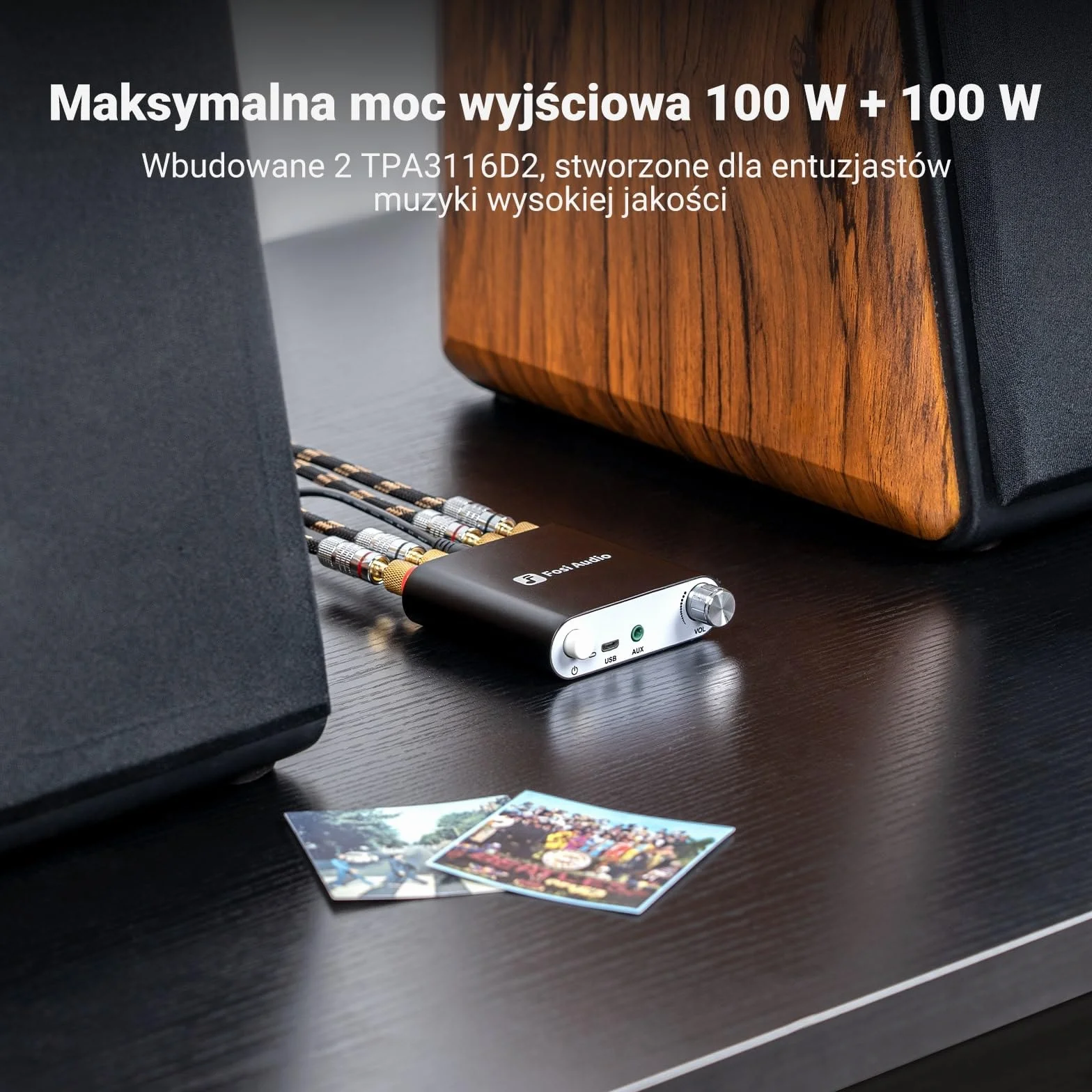 Fosi Audio ZK-1002D Mini Wzmacniacz Audio Bluetooth, Wzmacniacz Stereo HIFI 100 W x2 z Wejściem Bluetooth/AUX/USB, 2-Kanałowy Podwójny Wzmacniacz Mocy TPA3116D2