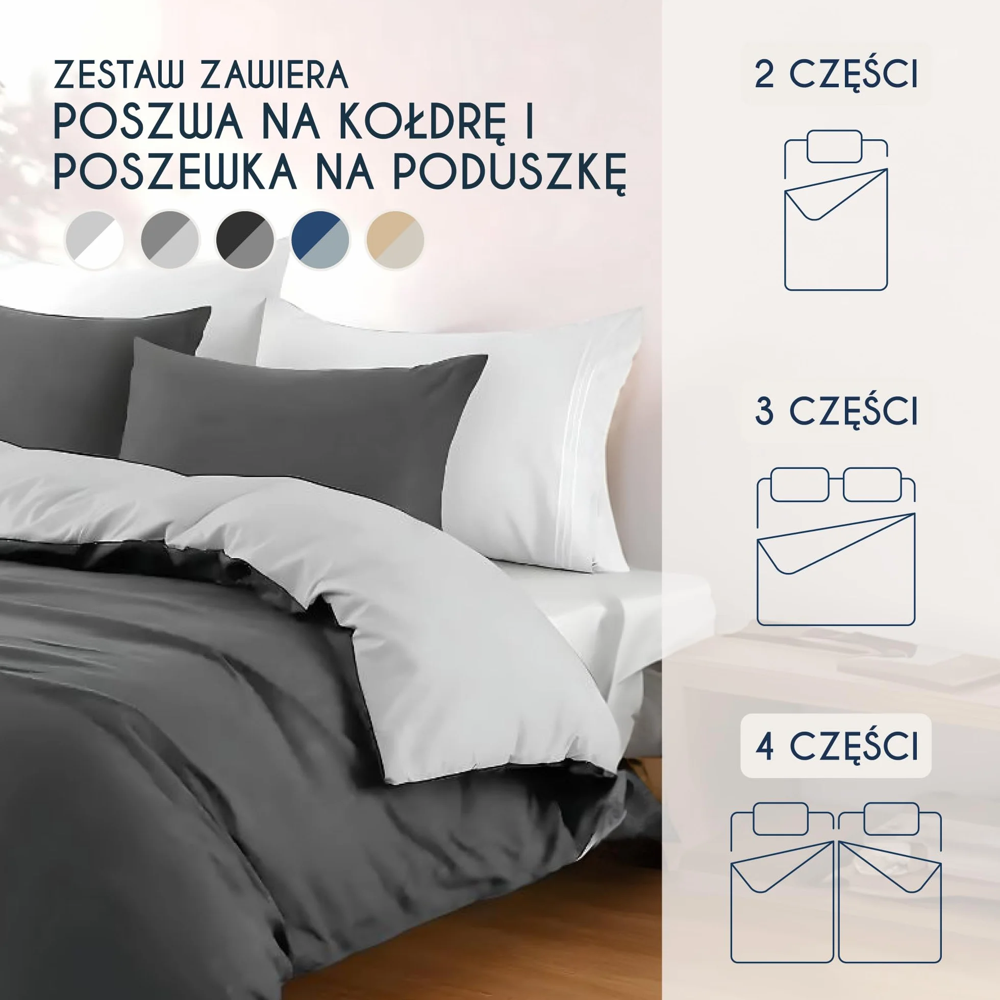 Dreamzie Zestaw pościeli 200x220 cm 100% mikrofibry Oeko TEX 3 sztuki