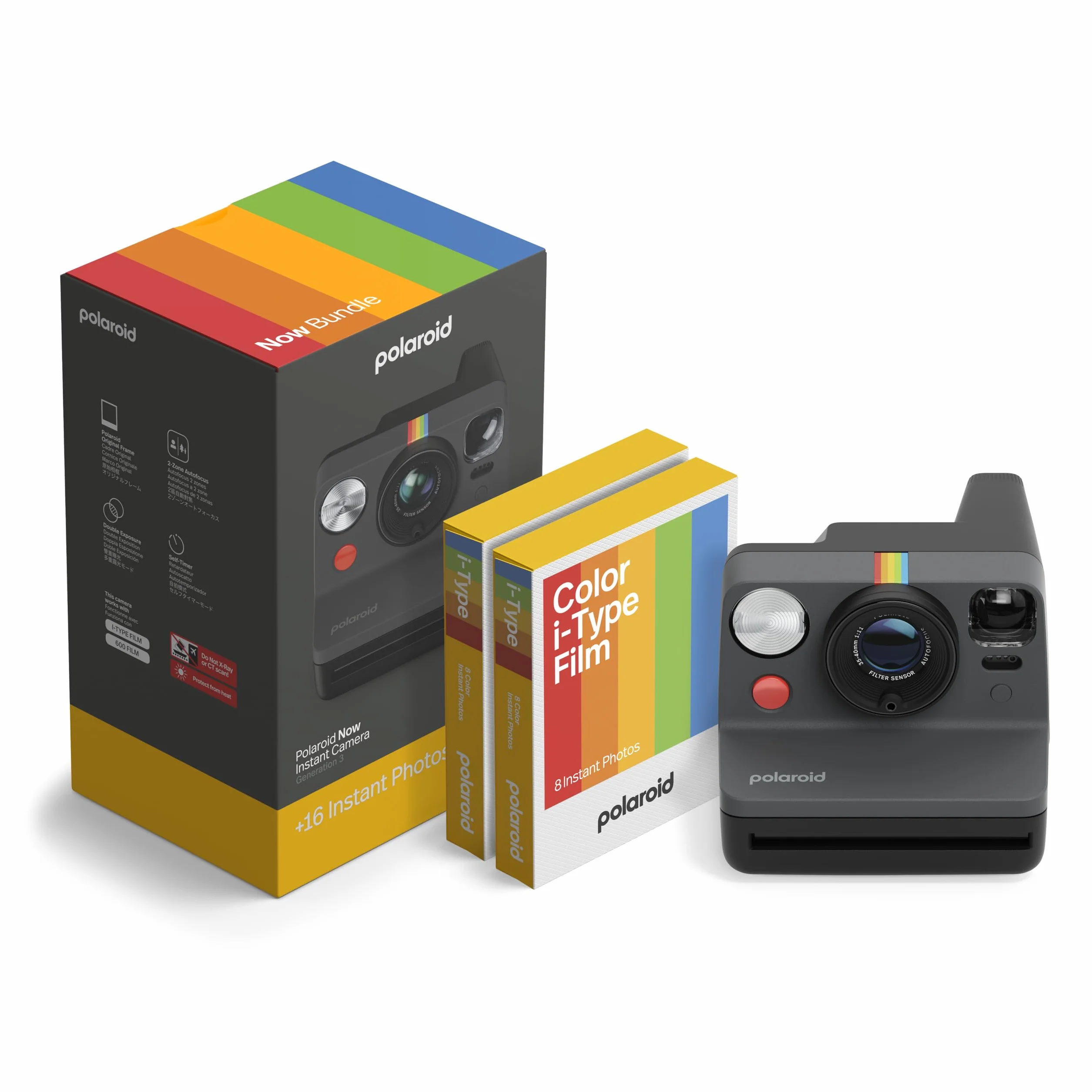 Polaroid - NOW Gen3 - Aparat natychmiastowy - Zestaw aparat + film kolorowy (16 zdjęć) Czarny (6560)