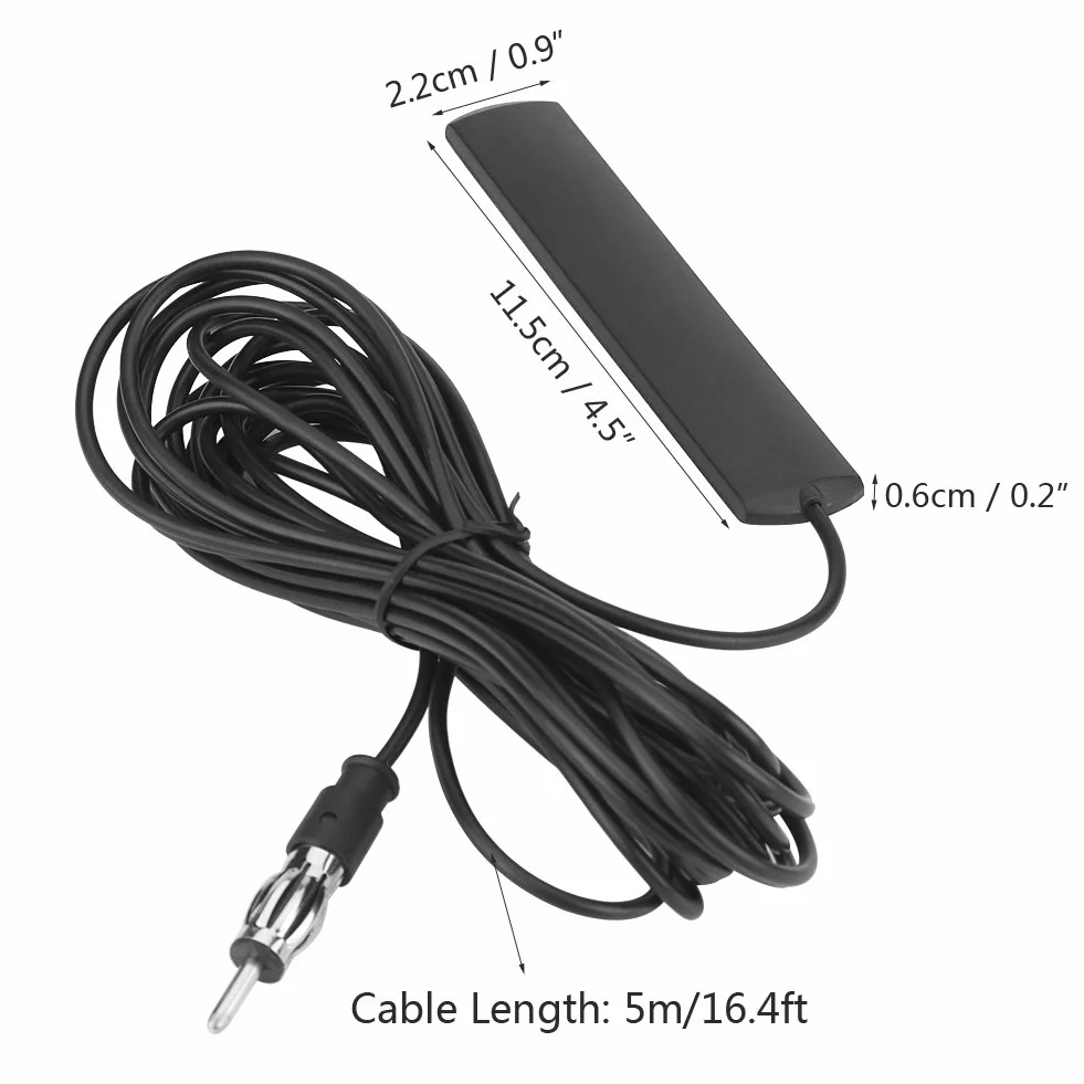 Akozon Universal Car FM Radio Antena Patch Antena Antena Mocowanie 5M Kabel
