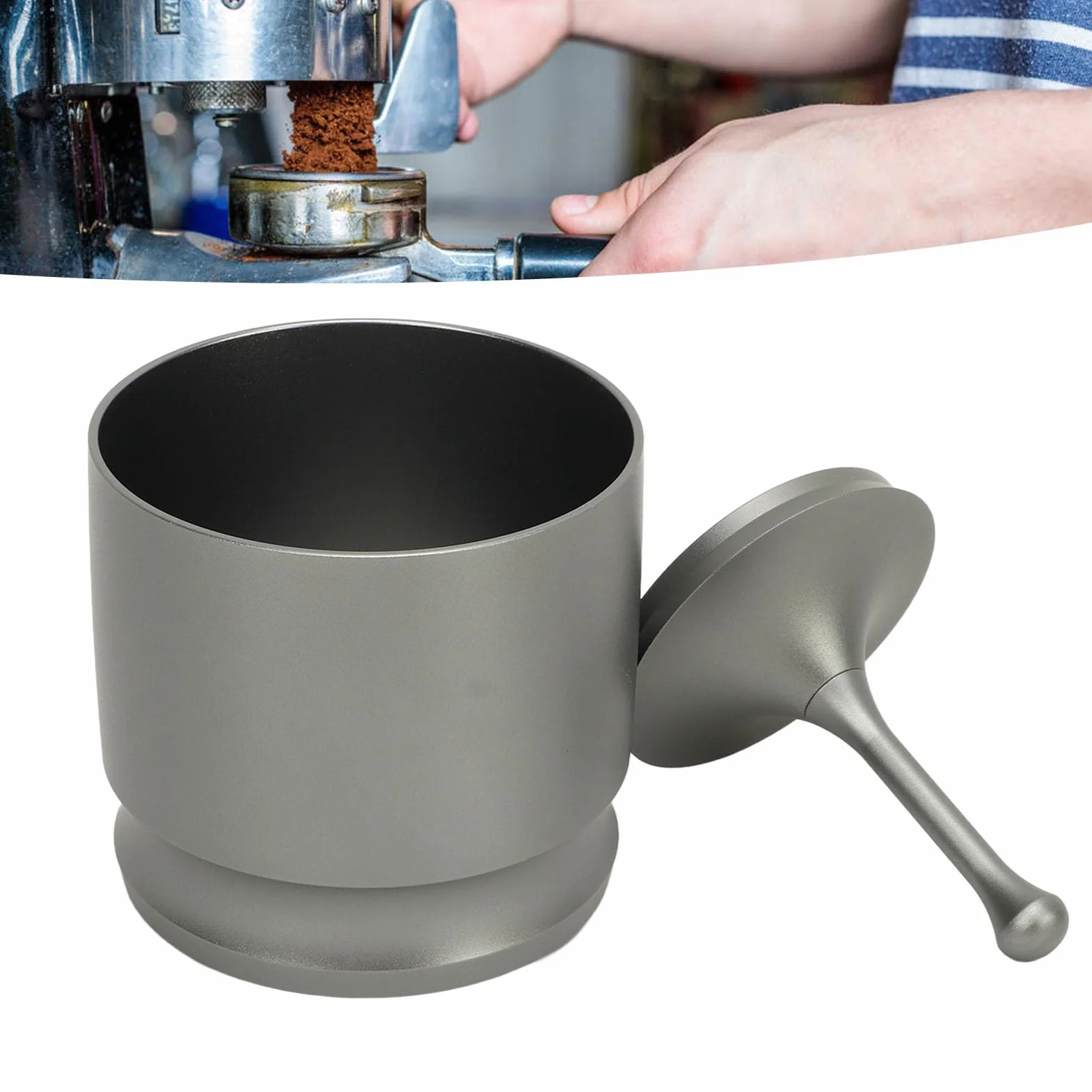Shaker 58 Mm ze ślepym Pojemnikiem na kawę Espresso, Prasa z Pierścieniami Dozującymi kawę, Chwytak do Kawy Zapobiegający Lataniu ze Stopu Aluminium, Akcesoria do Przygotowywania