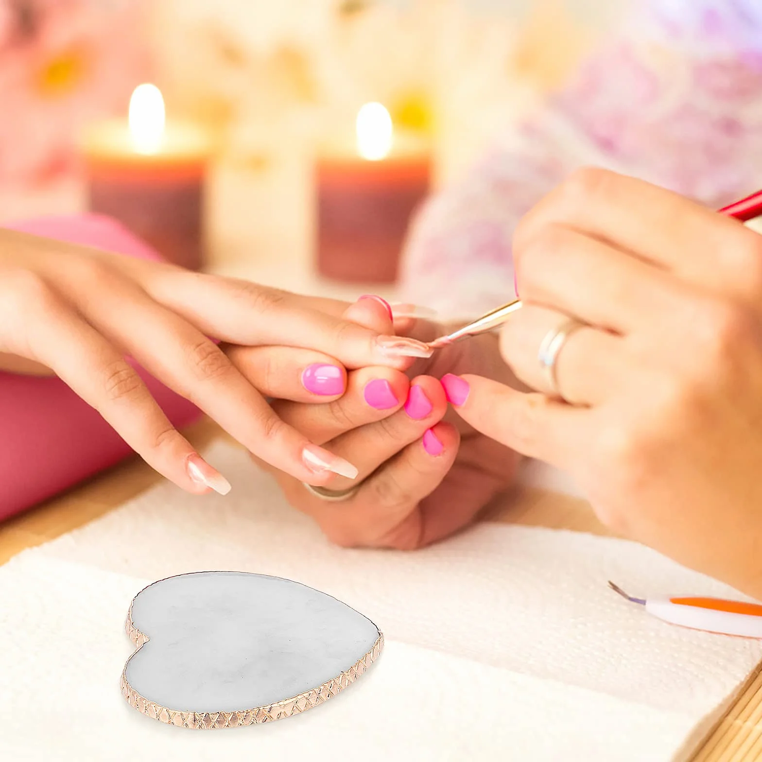 Sibba Żywica Nail Art Paleta Mieszanie Palety Płytka Mieszanie Kolorów Polski Złoty Obwódka Uchwyt Na Paznokcie Tablica W Kształcie Serca Narzędzia Kosmetyczne