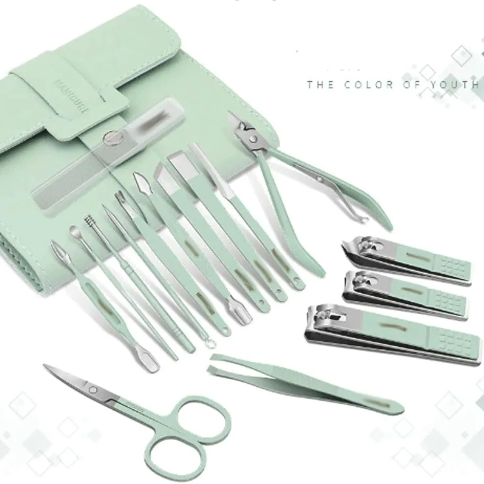 Zestaw do obcinania paznokci 16 Pcs Household Color Nail Clippers Set, Stainless Steel Manicure Kit, Travel Portable Manicure Set,Nail Tech Must Haves Manicure Set nożyczki do paznokci dla mężczyzn i