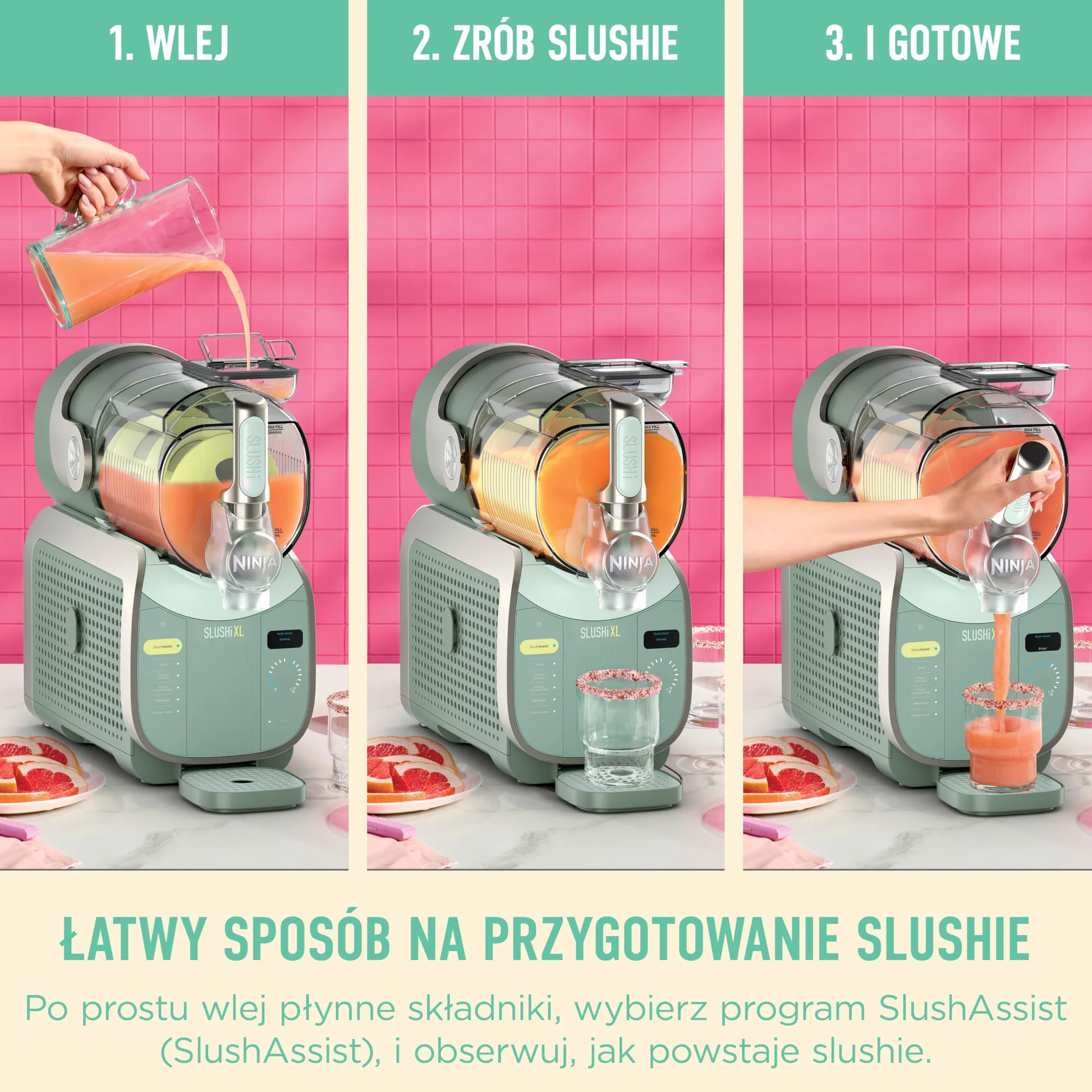 Ninja SLUSHi XL maszyna do mrożonych napojów 3,7l SlushAssist Zielony FS601EUGN