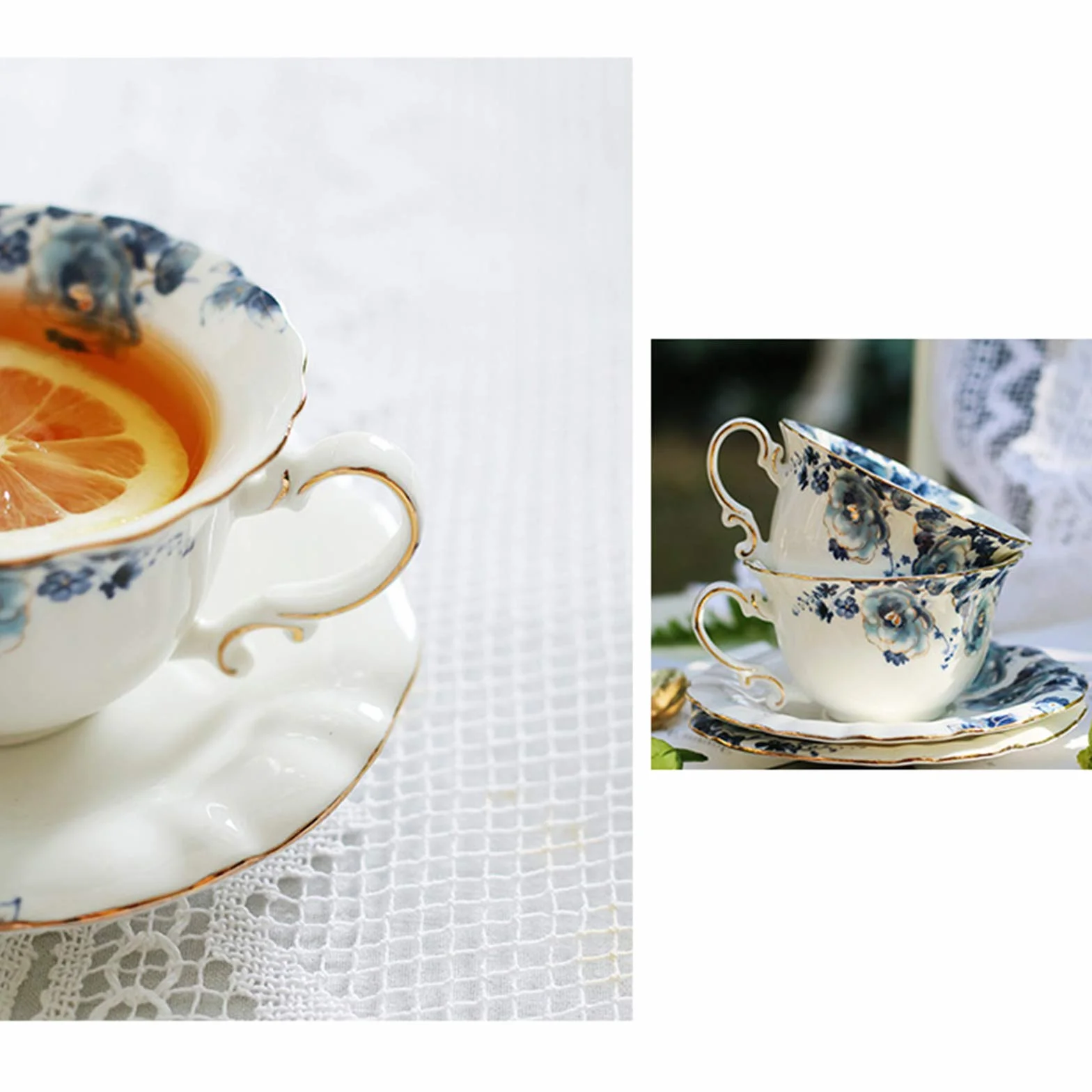 fanquare 15 sztuk zestaw do herbaty z porcelany niebieskie kwiaty, zestaw do kawy, zestaw ceramiczny do kawy, zestaw ślubny dla dorosłych