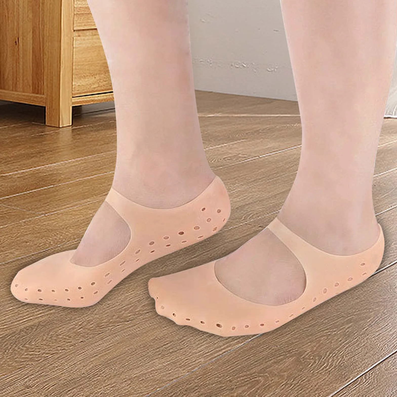 1 para silikonowych skarpet nawilżających, skarpetki żelowe do pedicure, nawilżające skarpetki do stóp, Nocne nawilżające skarpetki do pielęgnacji skóry stóp, silikonowe skarpetki (A)