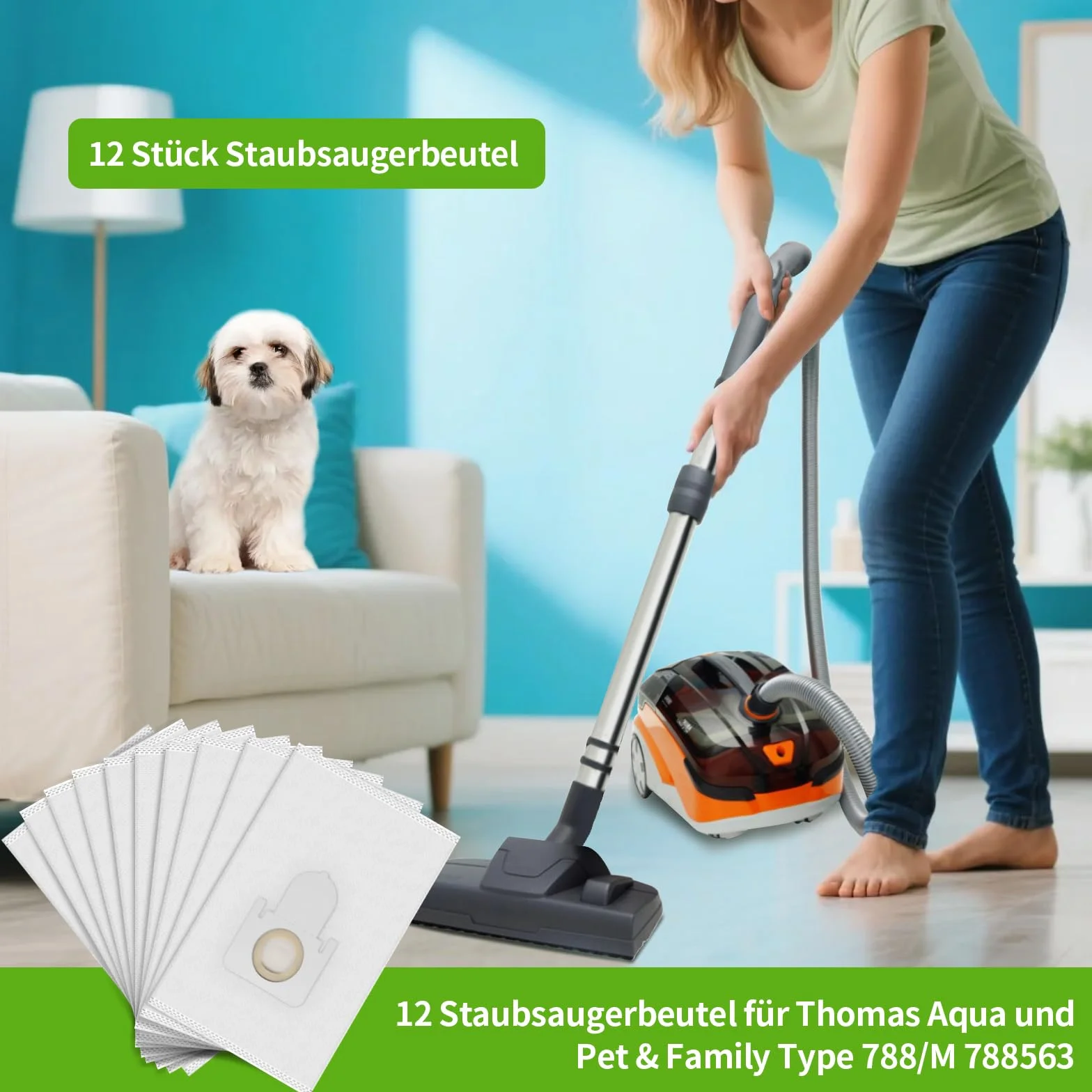 12 sztuk worków do odkurzacza i zestaw filtrów do Thomas AQUA PET & Family