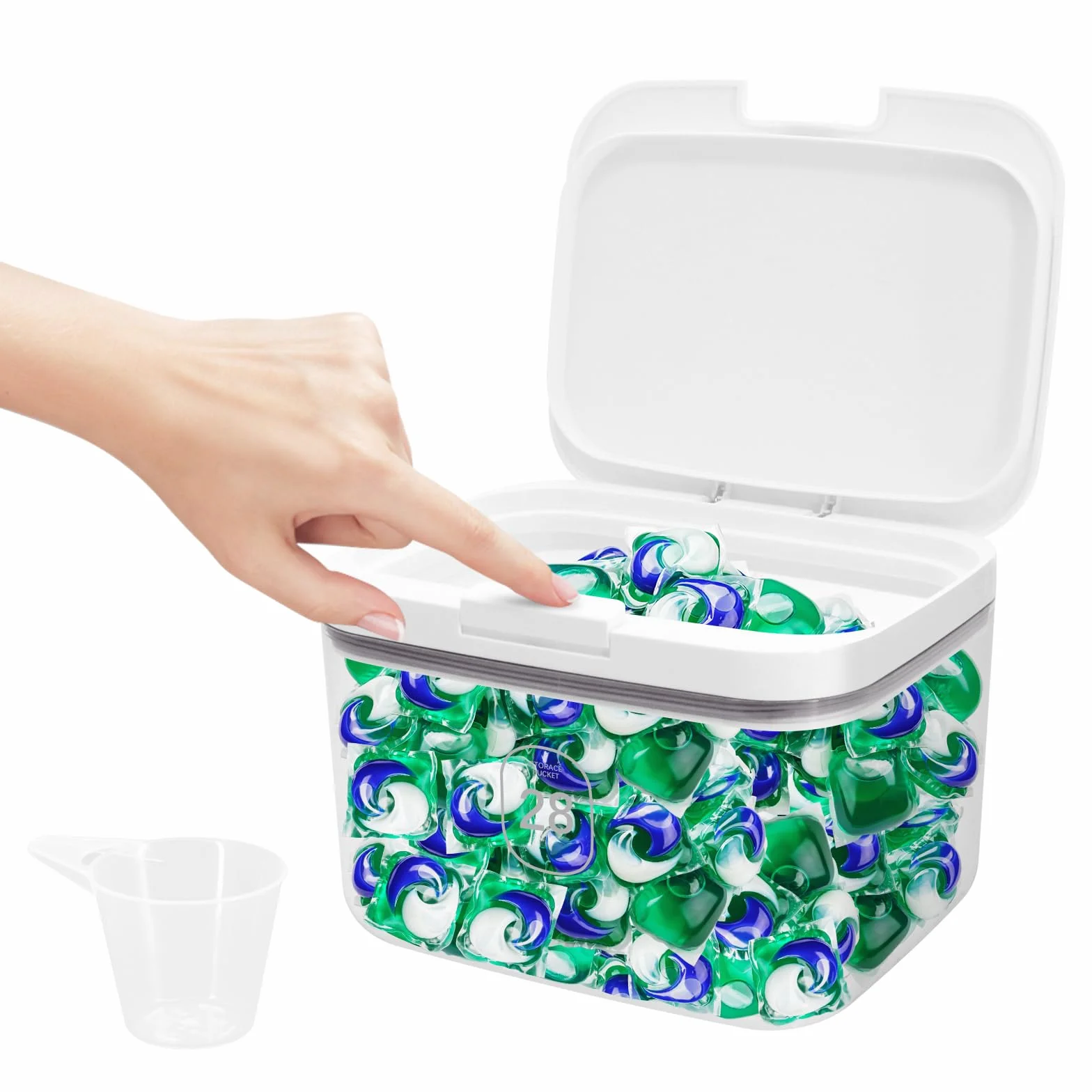 Pojemnik na detergenty do prania 2,8 l, pojemnik do przechowywania kapsułek na pranie z miarką, organizer do przechowywania kul kąpielowych, wzmacniacza zapachu, kuchenny pojemnik do