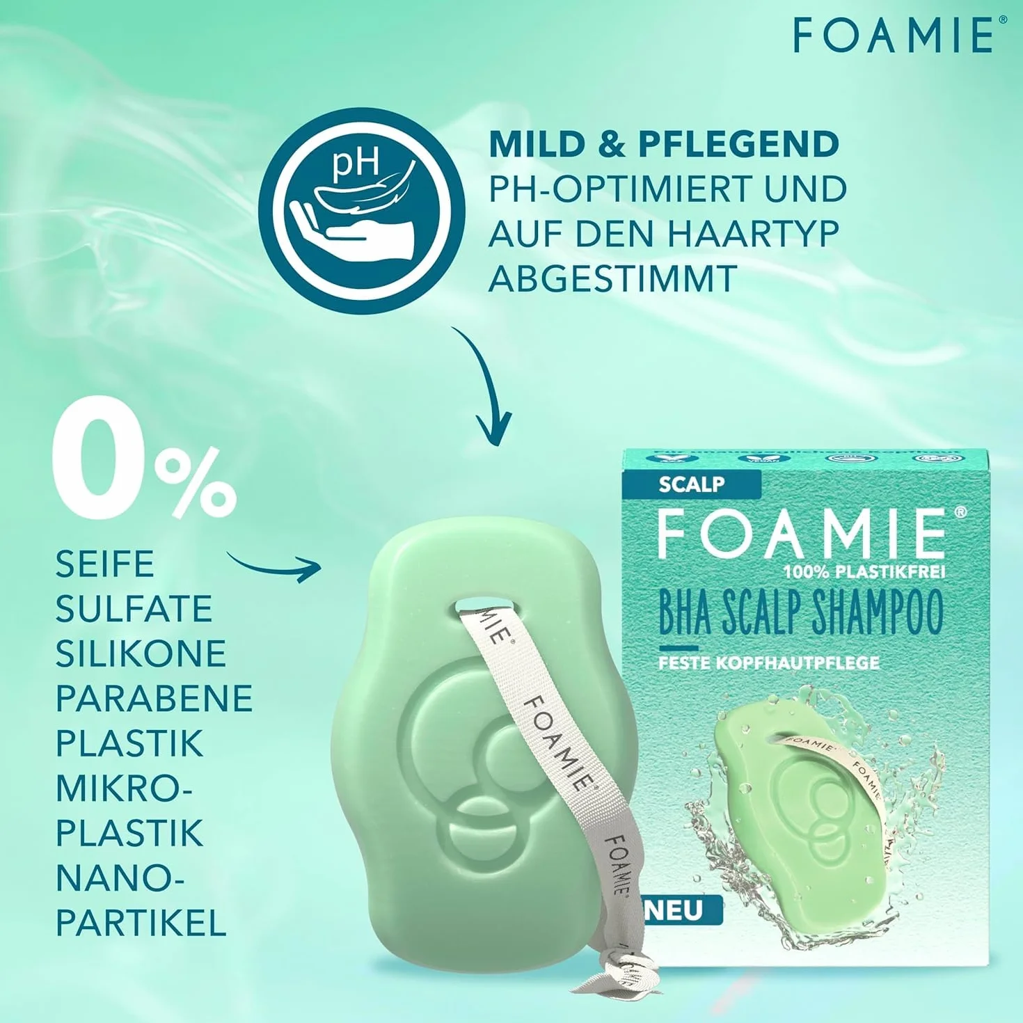 Foamie Bha Scalp Szampon, Przezroczysty, 80 g