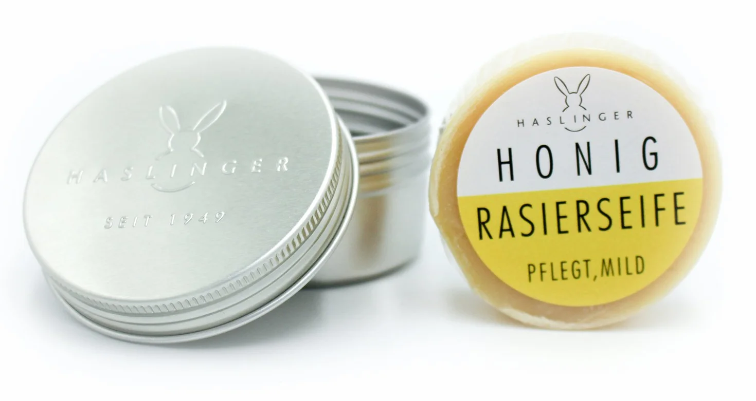 Haslinger Mydło do golenia miód ok. 60 g w puszce