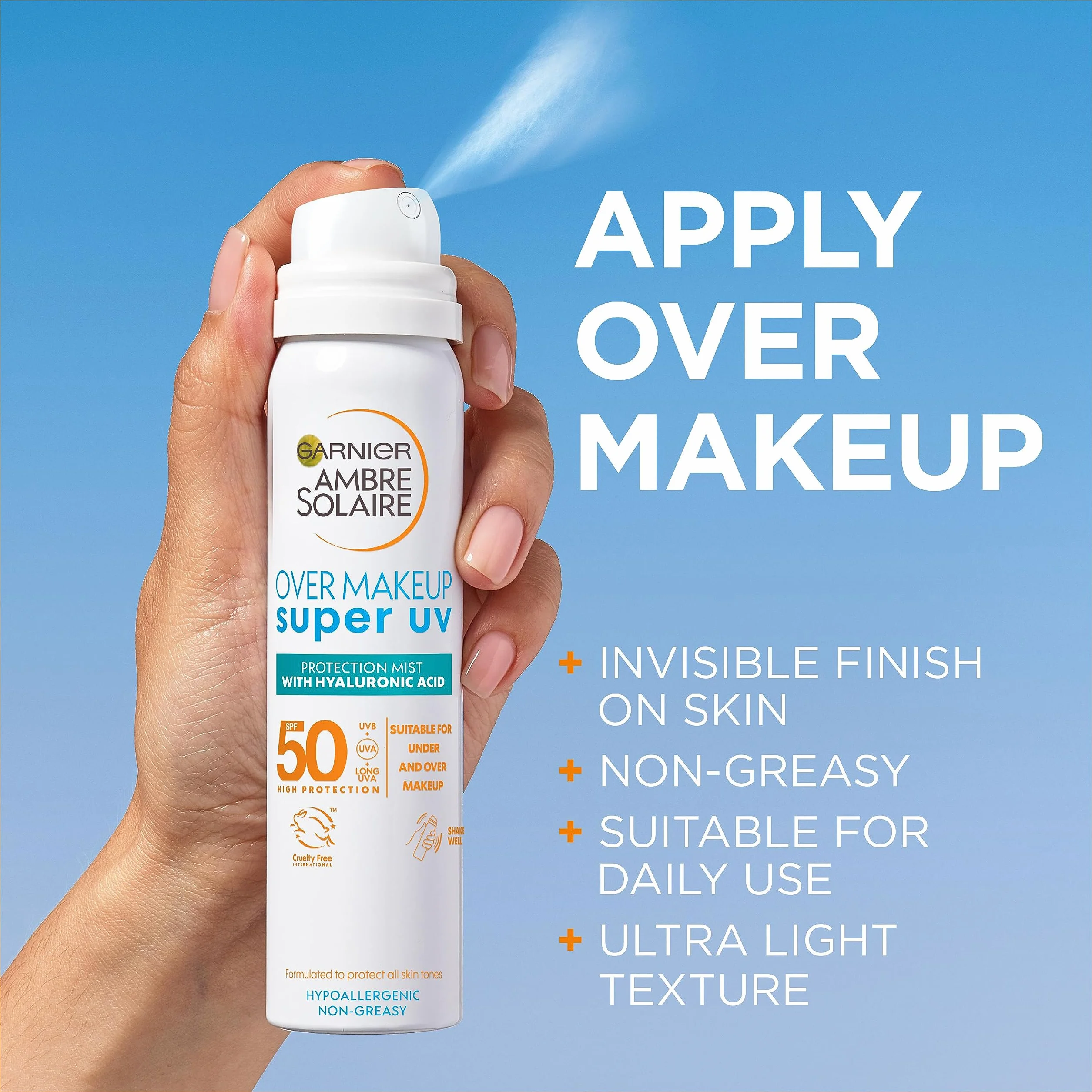Garnier Ambre Solaire Super UV Mgiełka ochronna do twarzy SPF 50, 75 ml