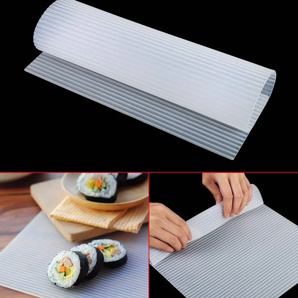 VOBOR Silikonowa mata do sushi, wielokrotnego użytku, z liśćmi nori, silikonowa mata do sushi, dla początkujących