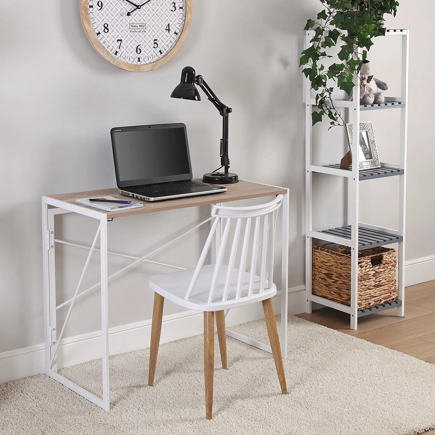 Versa Jack Składane Biurko Komputerowe 74 x 45 x 90 cm Białe Drewno Metal