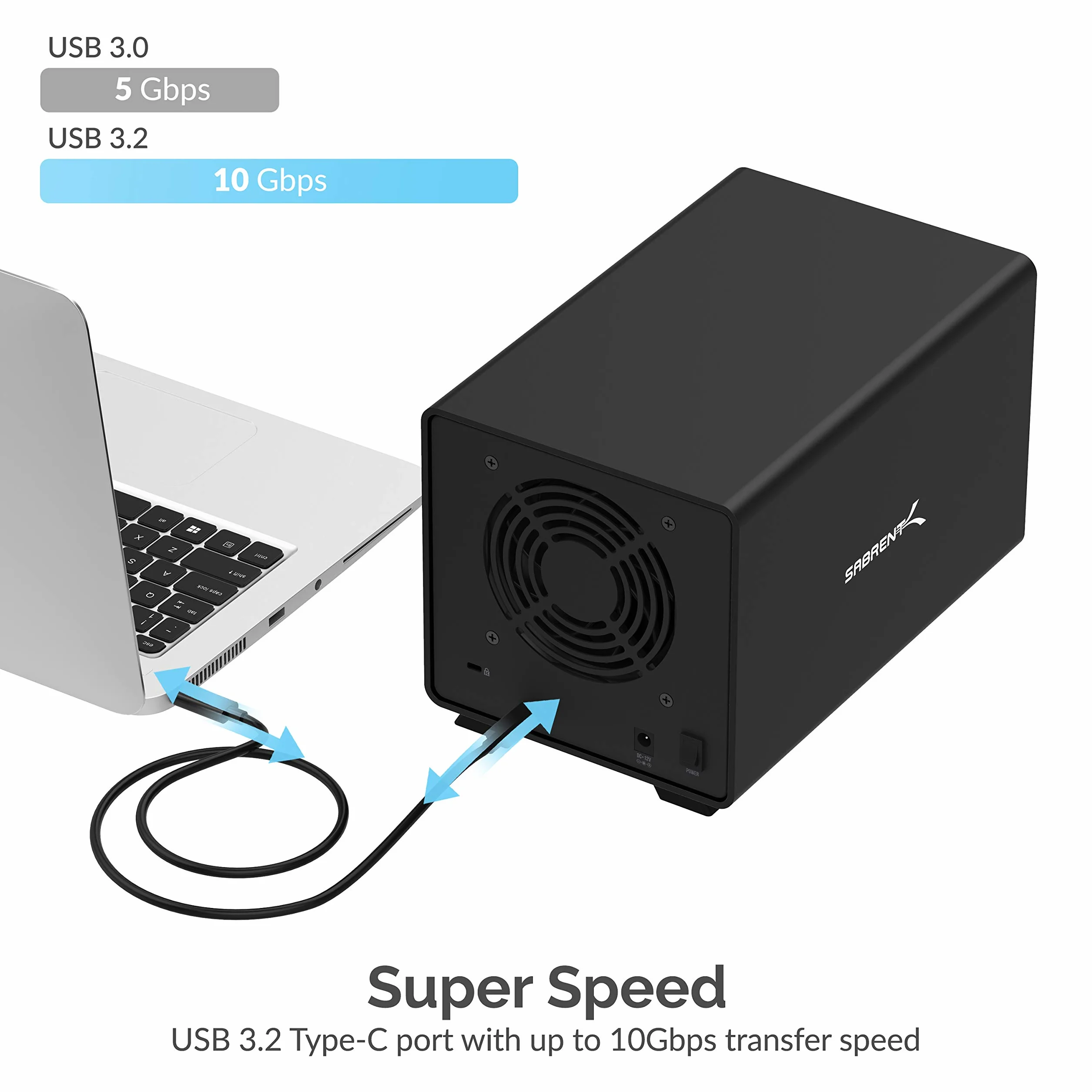 SABRENT 4-wnękowa stacja dokująca do dysku twardego, SSD HDD 2.5 3,5-calowa stacja dokująca SATA, zewnętrzna obudowa SSD, klonowanie offline, przełączniki ON/OFF, bez narzędzi, kable USB typu A i C w