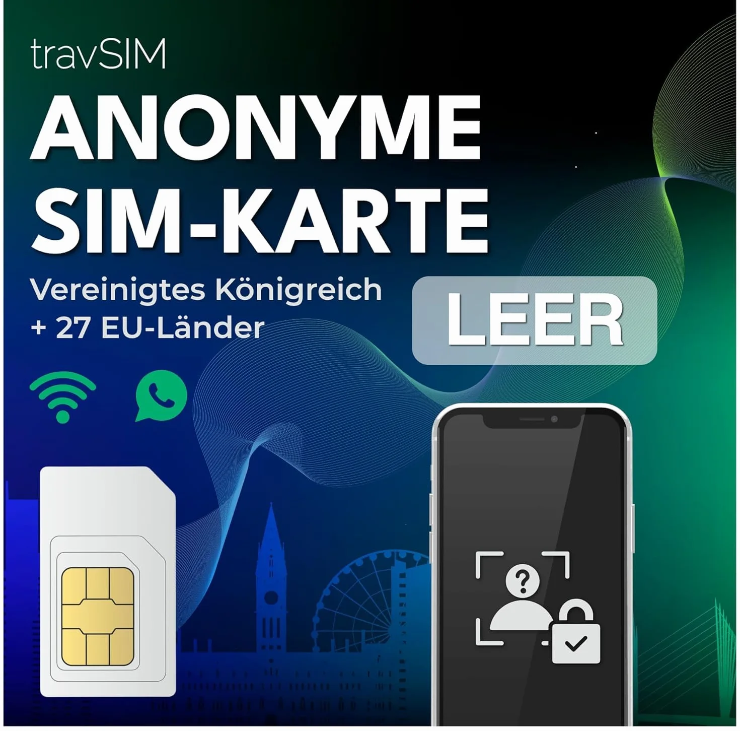 Anonimowa karta SIM travSIM | Już aktywna | Używaj w Wielkiej Brytanii i ponad 30 krajach UE | Kup plan osobno | Karta SIM z możliwością ładowania