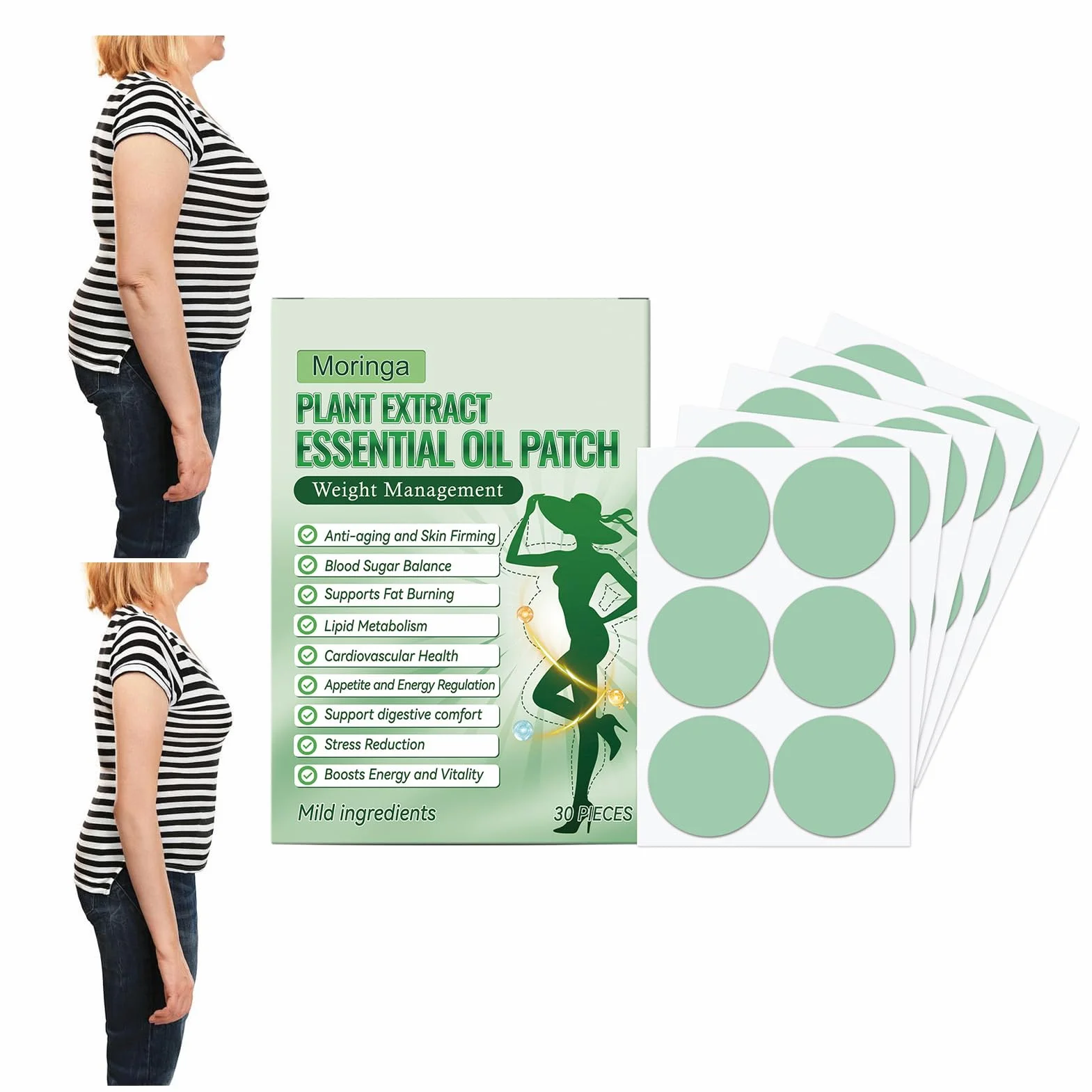 Nano-igłowe plastry do odchudzania, Slim Patch do odchudzania, plastry odchudzające brzuch, 2026 naturalne nano-plastry na mikroigły, 9 w 1, do wszystkich rodzajów skóry (60 sztuk/2 pudełka)