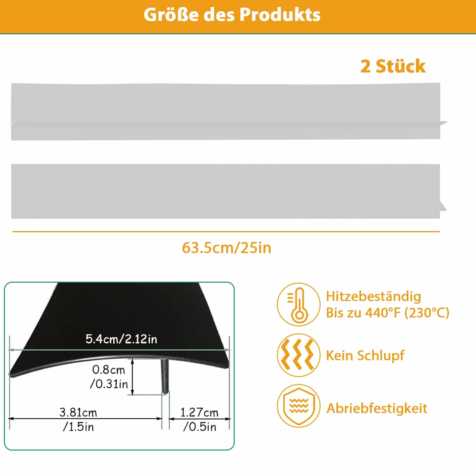 Silikonowa osłona szczelinowa do kuchenki 63,5 cm 2 sztuki