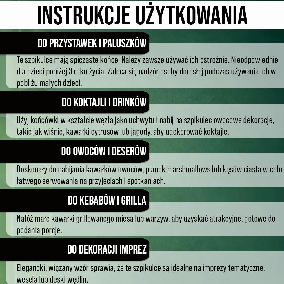 Eleganckie Wykałaczki Koktajlowe z Węzłem Bambusowym 12cm - Dekoracyjne Drewniane Szaszłyki na Imprezy, Przekąski, Koktajle - Mobi Lock