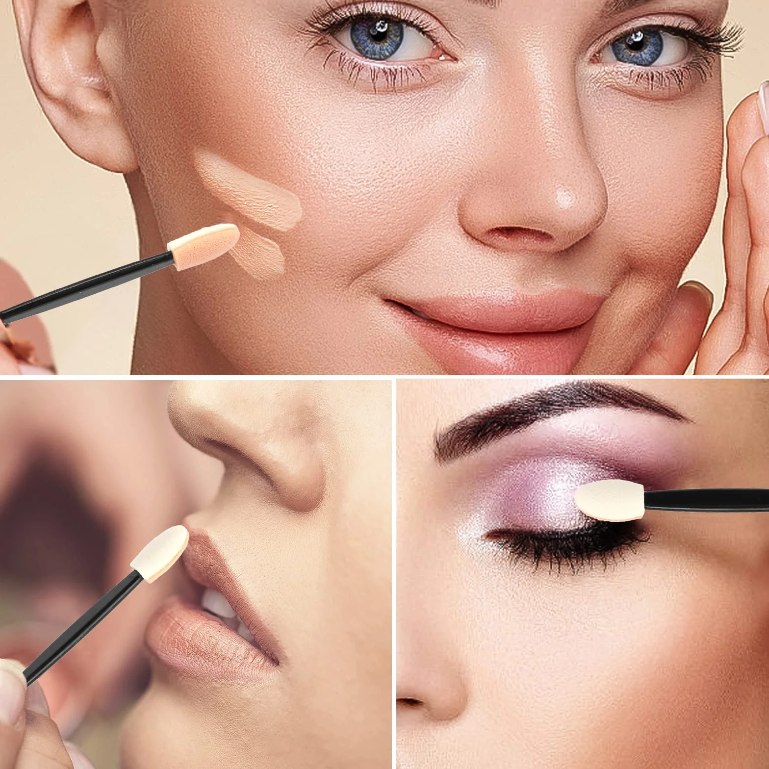 G2PLUS 100 sztuk czarnych jednorazowych pędzli do makijażu eyelinera aplikator