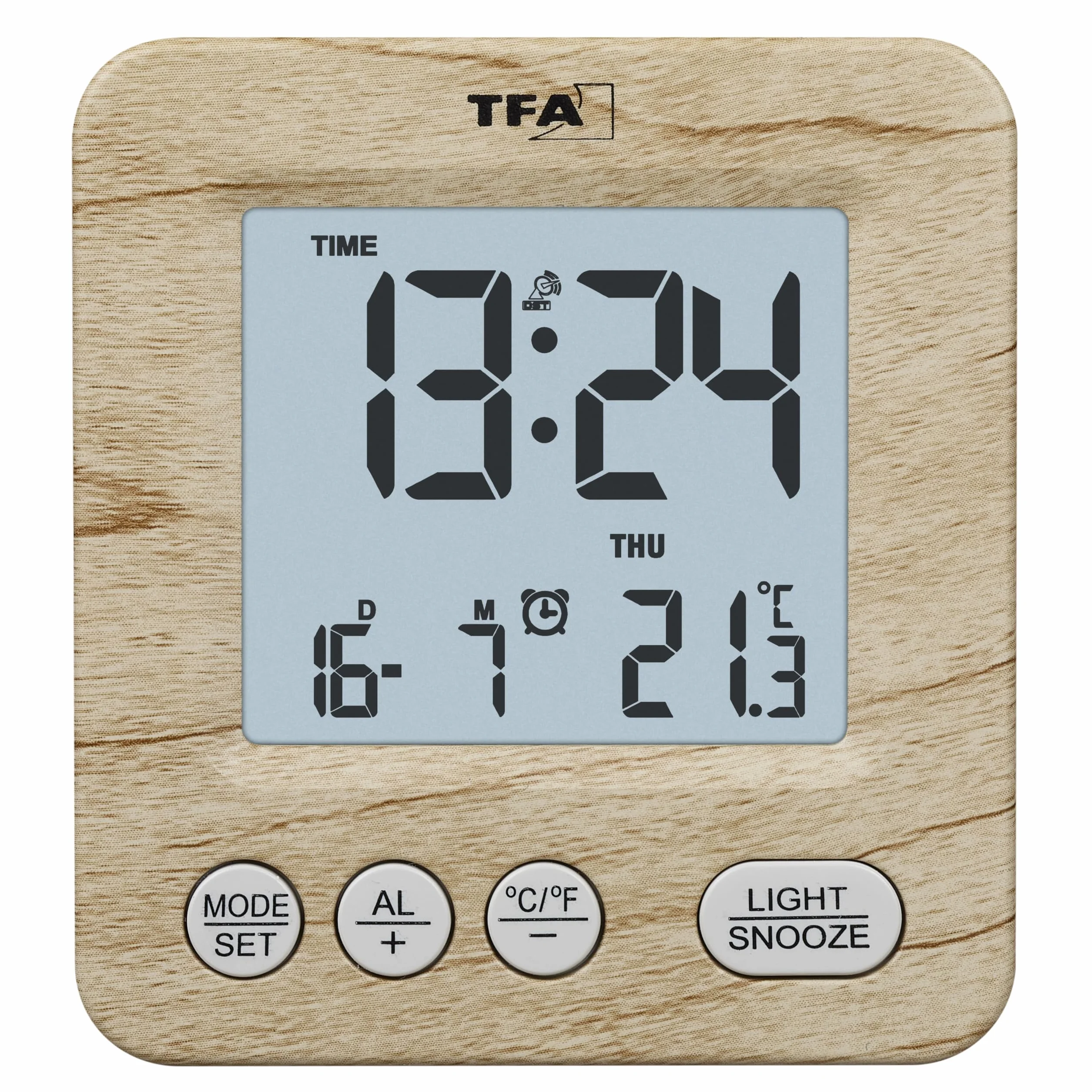 TFA Dostmann Cyfrowy budzik radiowy drewno brązowy 60.2567.08
