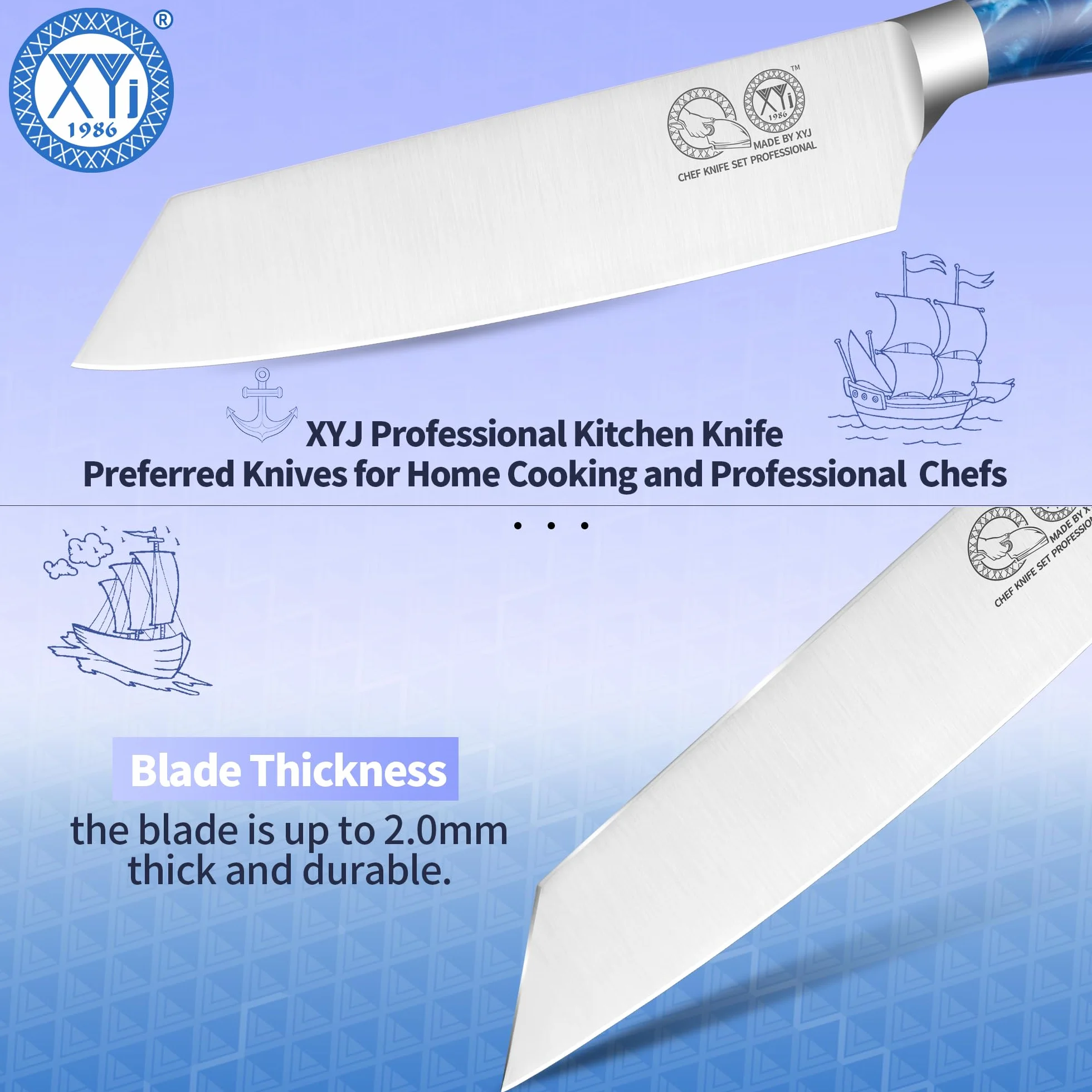 Gyuto Professional Chef Knife 7.5 Inch Stainless Steel Japanese Cooking Knife with Cover Resin Handle