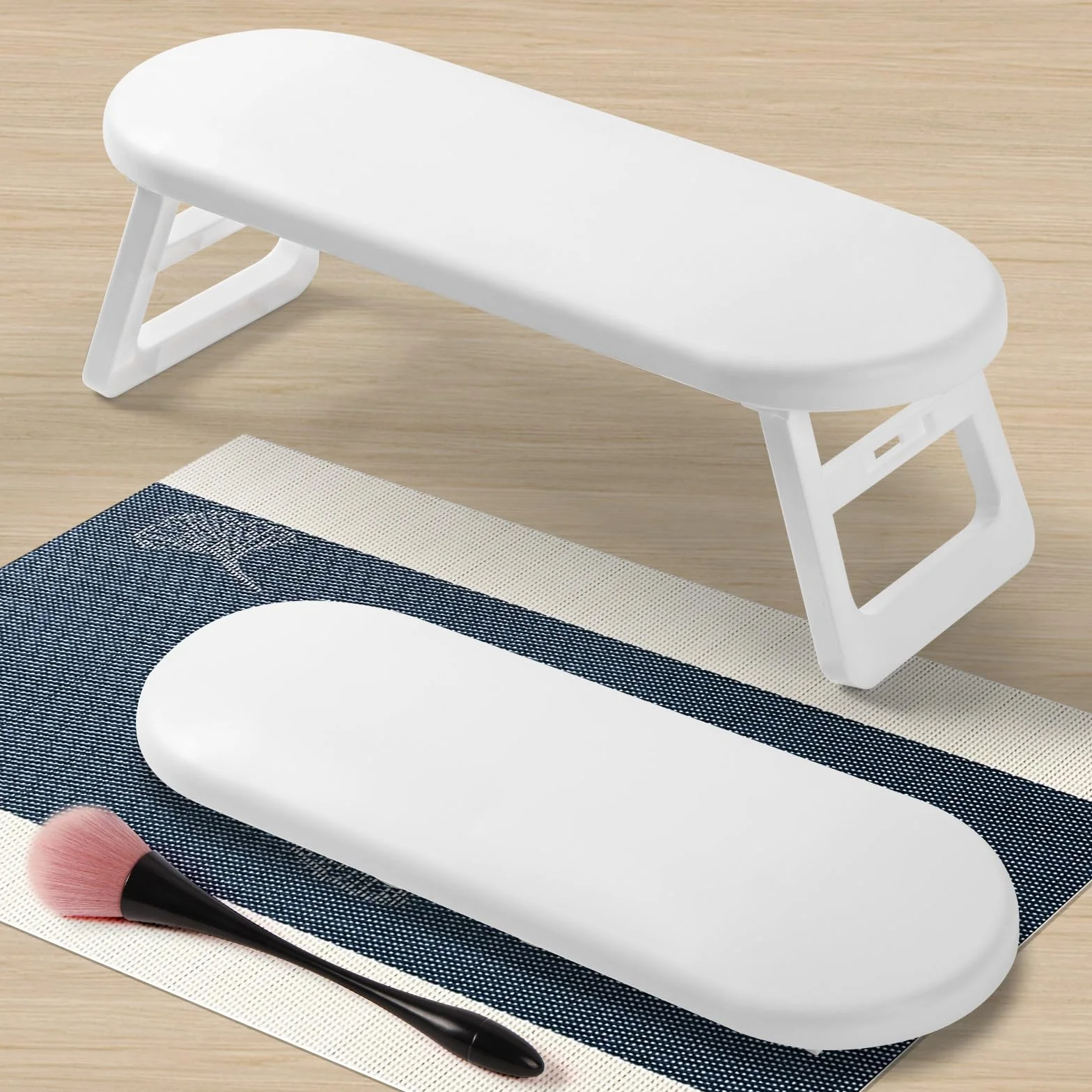 HOTUT Nail Arm Rest poduszka pod rękę, biała poduszka do manicure poduszka na paznokcie podłokietnik do paznokci, składany stojak na rękę dla technika paznokci, antypoślizgowy miękki skórzany stojak