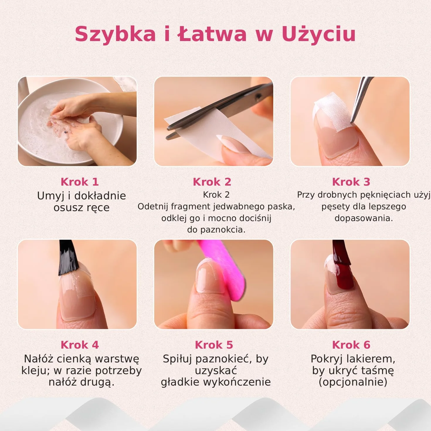 Finga-Nails Taśma i Owijka do Paznokci 46 cm - Przezroczysta Naprawa Pękniętego Paznokcia – Tymczasowa Ochrona Manicure – Naprawa Paznokci – Instrukcje w Zestawie