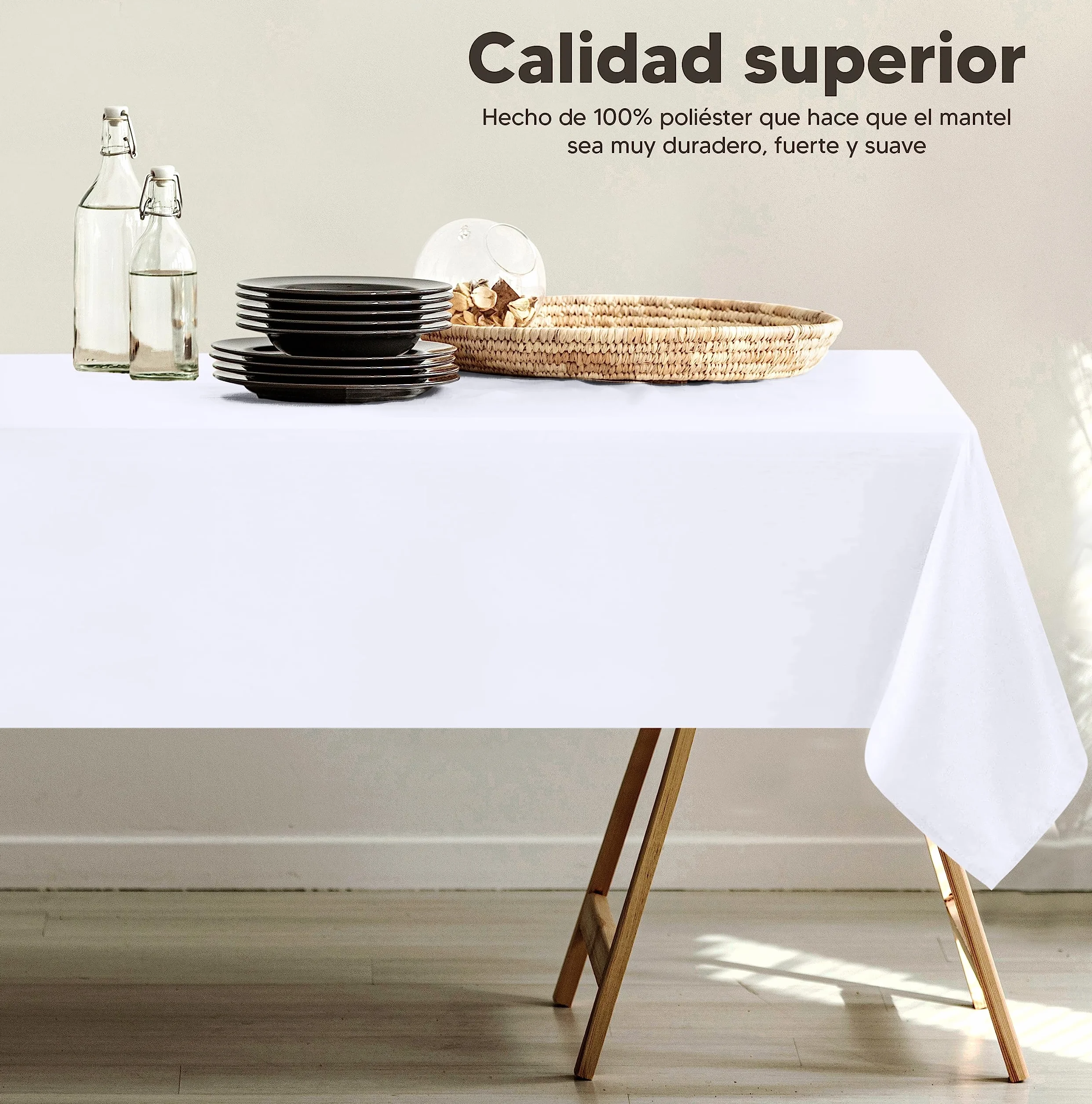 Utopia Kitchen Obrus z poliestru 140 x 240 cm (2 sztuki, biały) obrus nadający się do prania w pralce, idealny na imprezy, imprezy, wesela i do restauracji (55 x 95 cali)