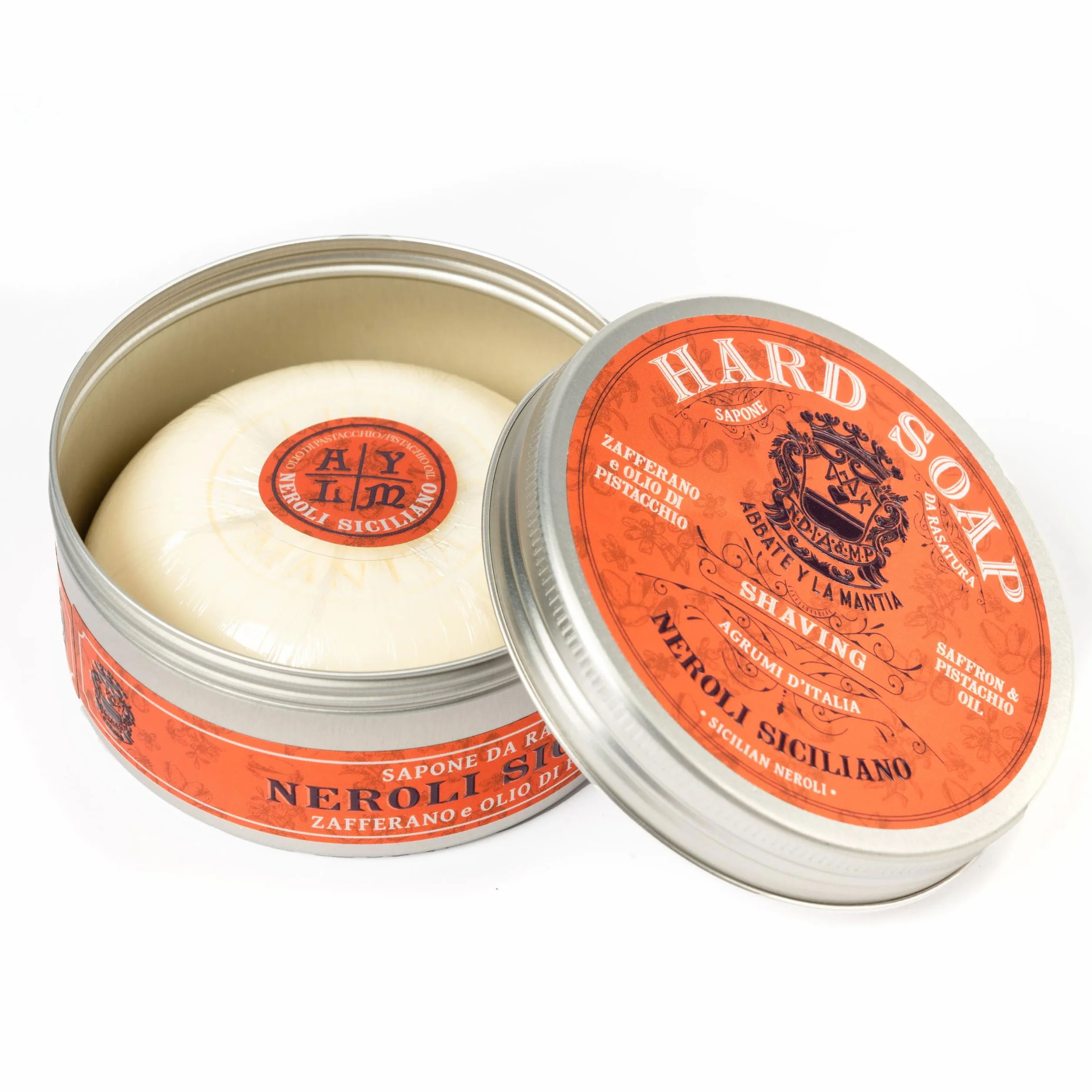 Mydło do golenia Neroli Siciliano – nawilżające, rozjaśniające i przeciwstarzeniowe – olejek szafranowy i pistacjowy – 150 g – Made in Italy