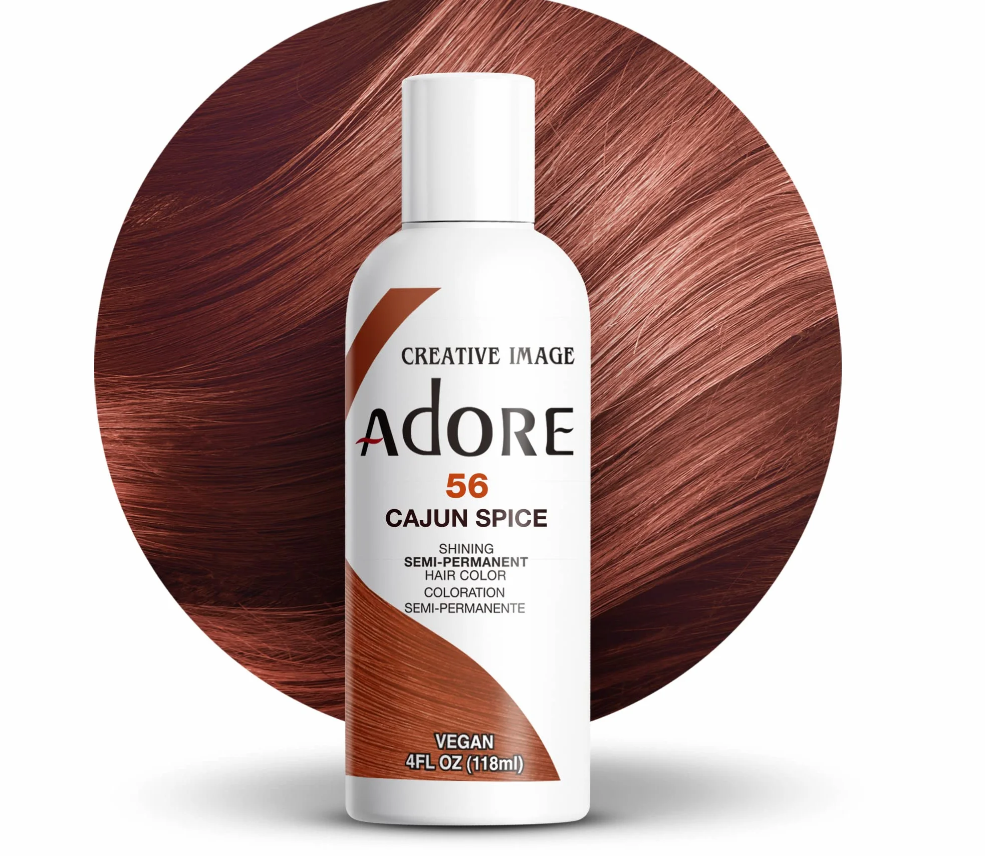 Adore Półtrwała farba do włosów - wegańska i wolna od okrucieństwa brązowa farba do włosów - 4 Fl Oz - 056 Cajun Spice (1 opakowanie)