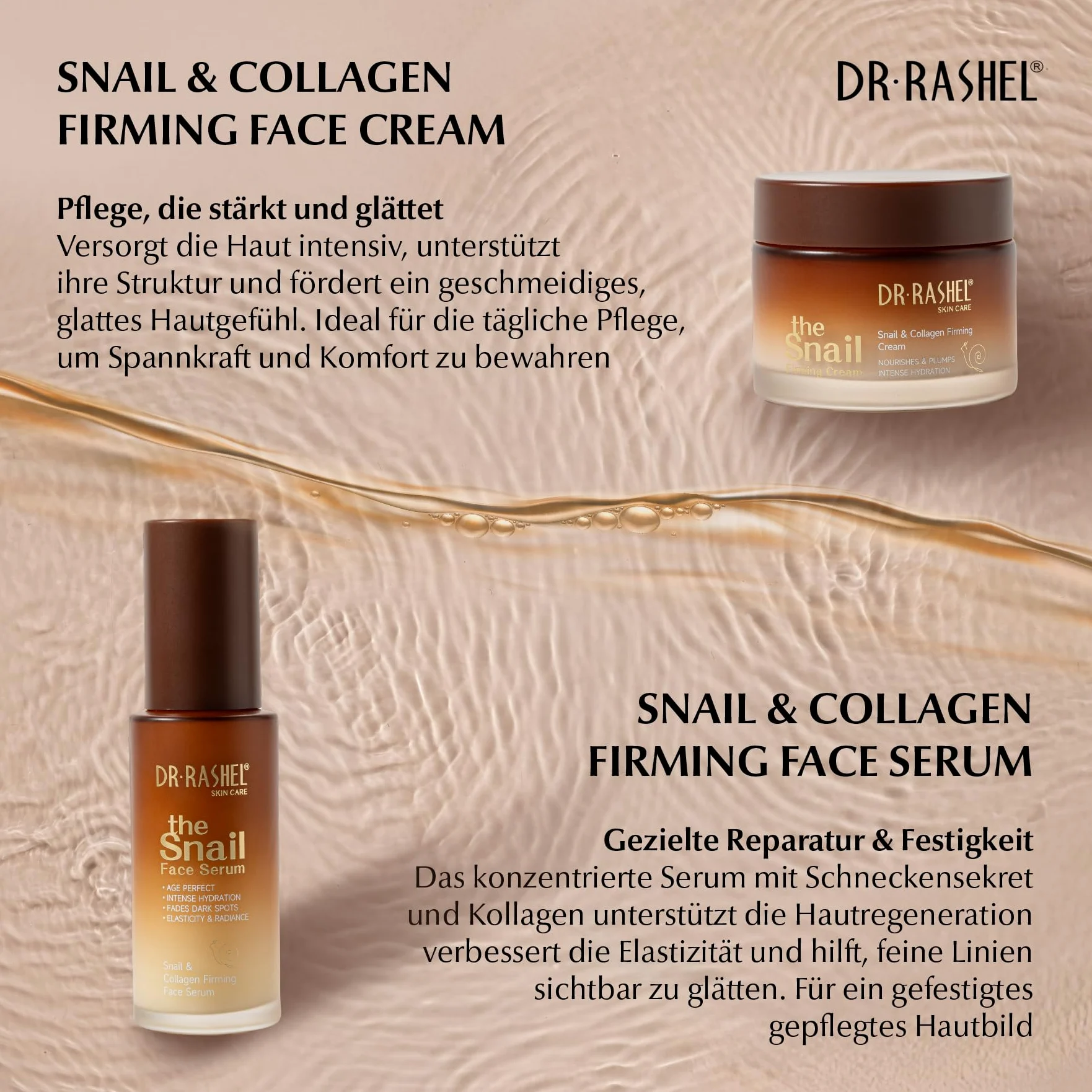 Zestaw do pielęgnacji twarzy ze ślimakiem mucyną i kolagenem – serum do twarzy ze śluzem ślimaka, serum pod oczy, krem na dzień i na noc, 10 x maseczka chusteczkowa, oczyszczanie twarzy, toner, krem