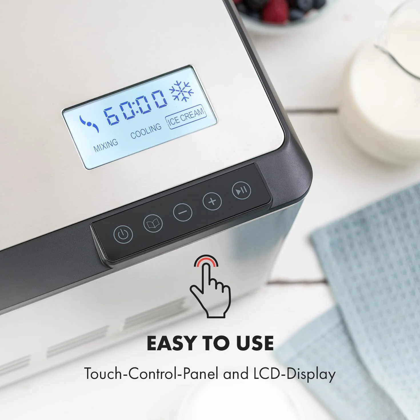 Klarstein Dolce Bacio maszyna do lodów kompresyjna 2 l 180 W LCD