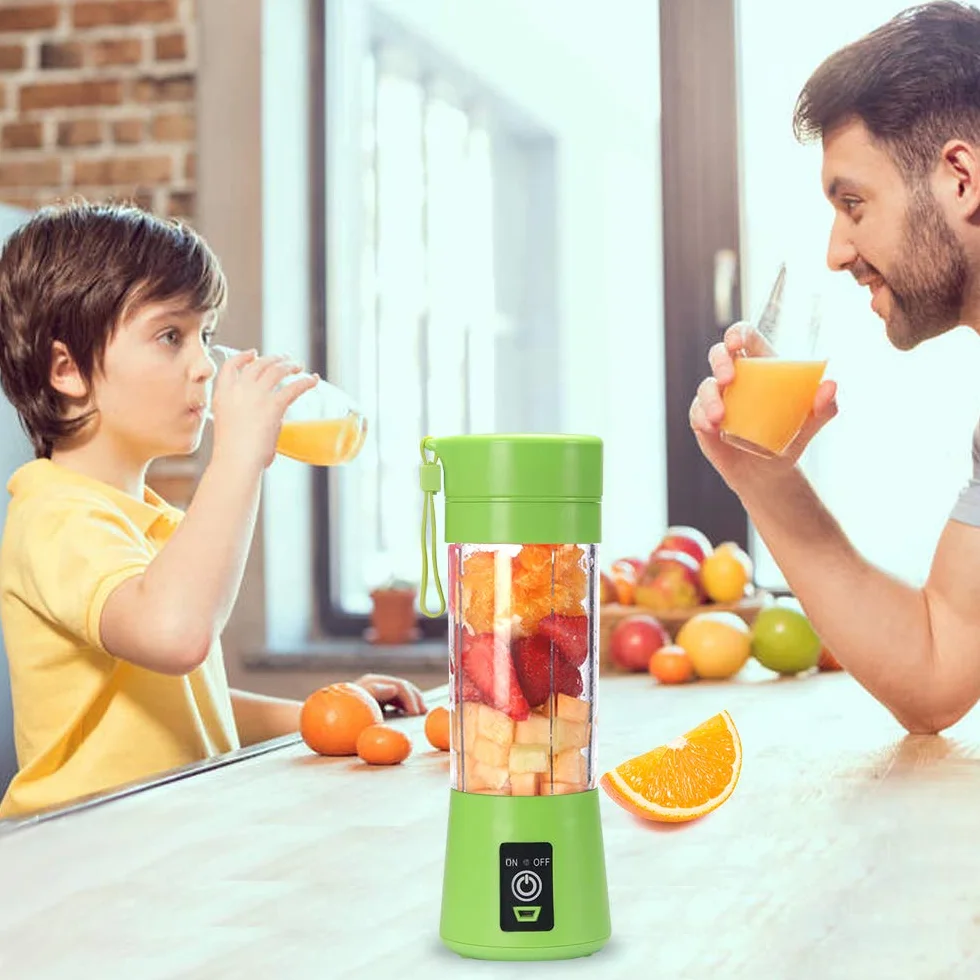 Przenośny blender 380 ml USB Power Blender 6 ostrzy do smoothie i koktajli zielony