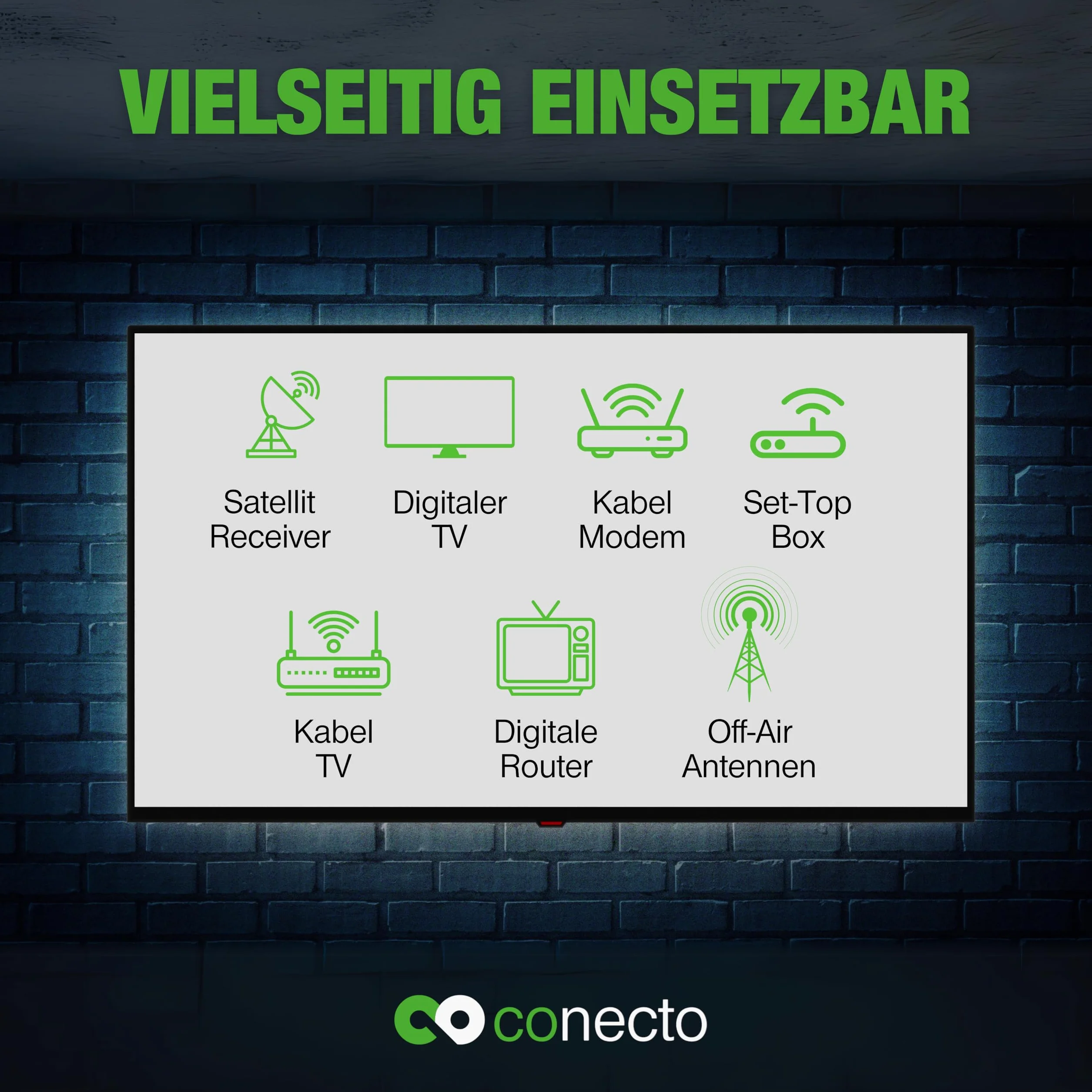 conecto Kabel antenowy SAT, kabel koncentryczny, kabel satelitarny TV 1 m, podwójnie ekranowany, wtyczka F, do HDTV, odbiornika, satelity, Internetu, DAB, radia, czarny