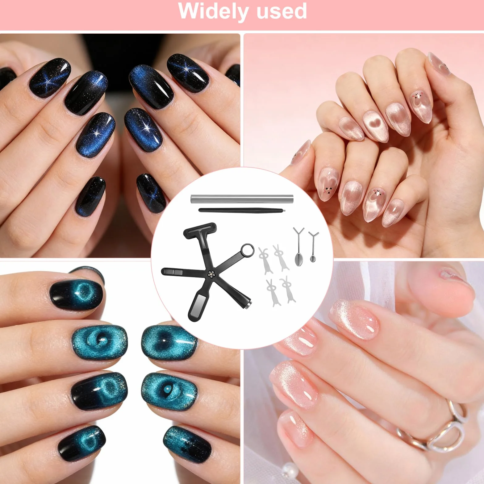 Zestaw magnesów Cat Eye 9 sztuk, silny magnes Cateye, 6 w 1, wielofunkcyjny zestaw magnesów do paznokci z magnesem prętowym i rysikiem magnetycznym, cylindryczne pisaki magnetyczne z zającem