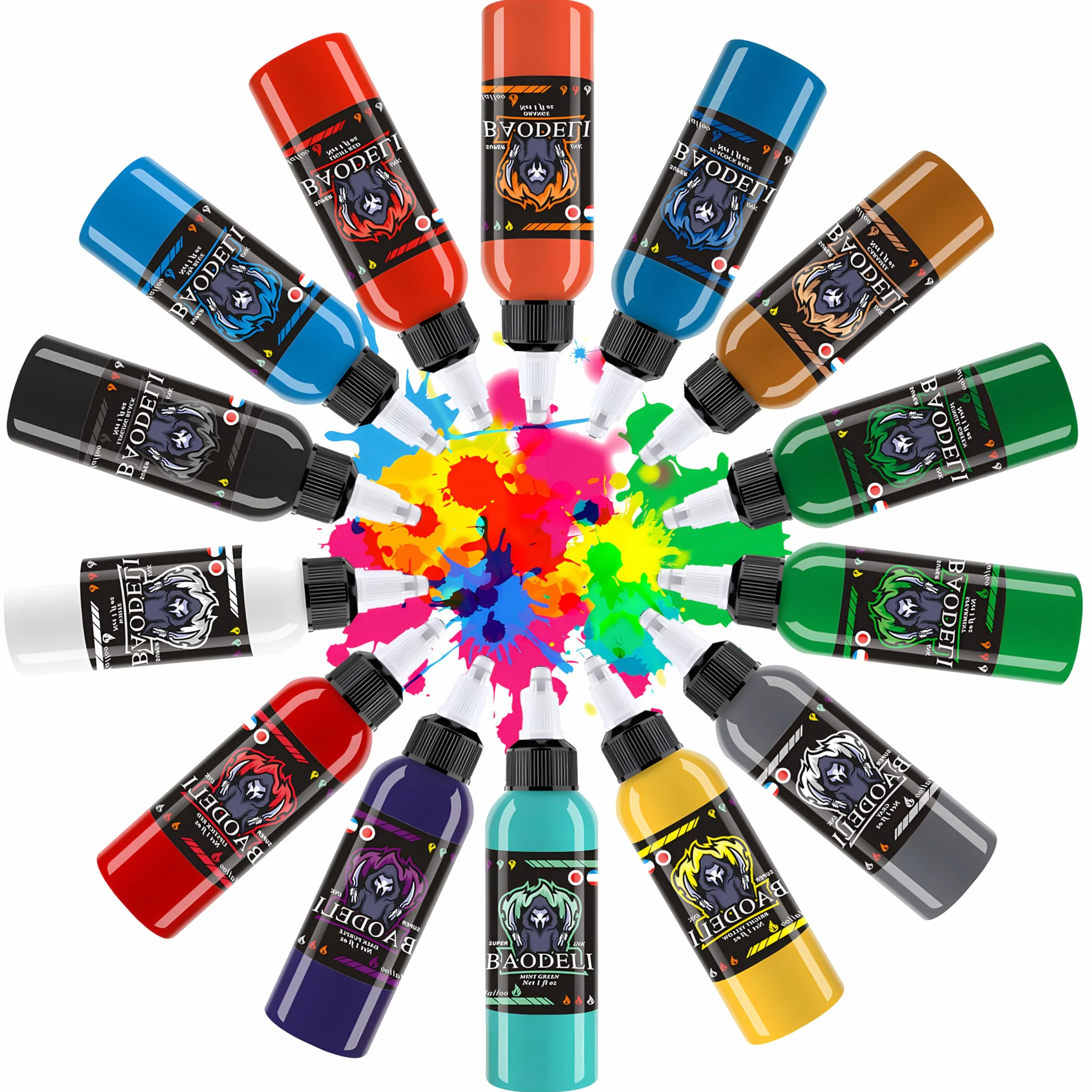 DLD Dazzling Vivid Color Tattoo Kit profesjonalny zestaw 14 butelek (1 oz pro) zestaw do tatuażu, standardowy zestaw pigmentów UE, 30 ml